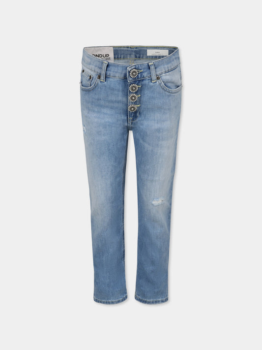 Jeans denim per bambina con fiori,Dondup Kids,DFPA120 C DS039 4999