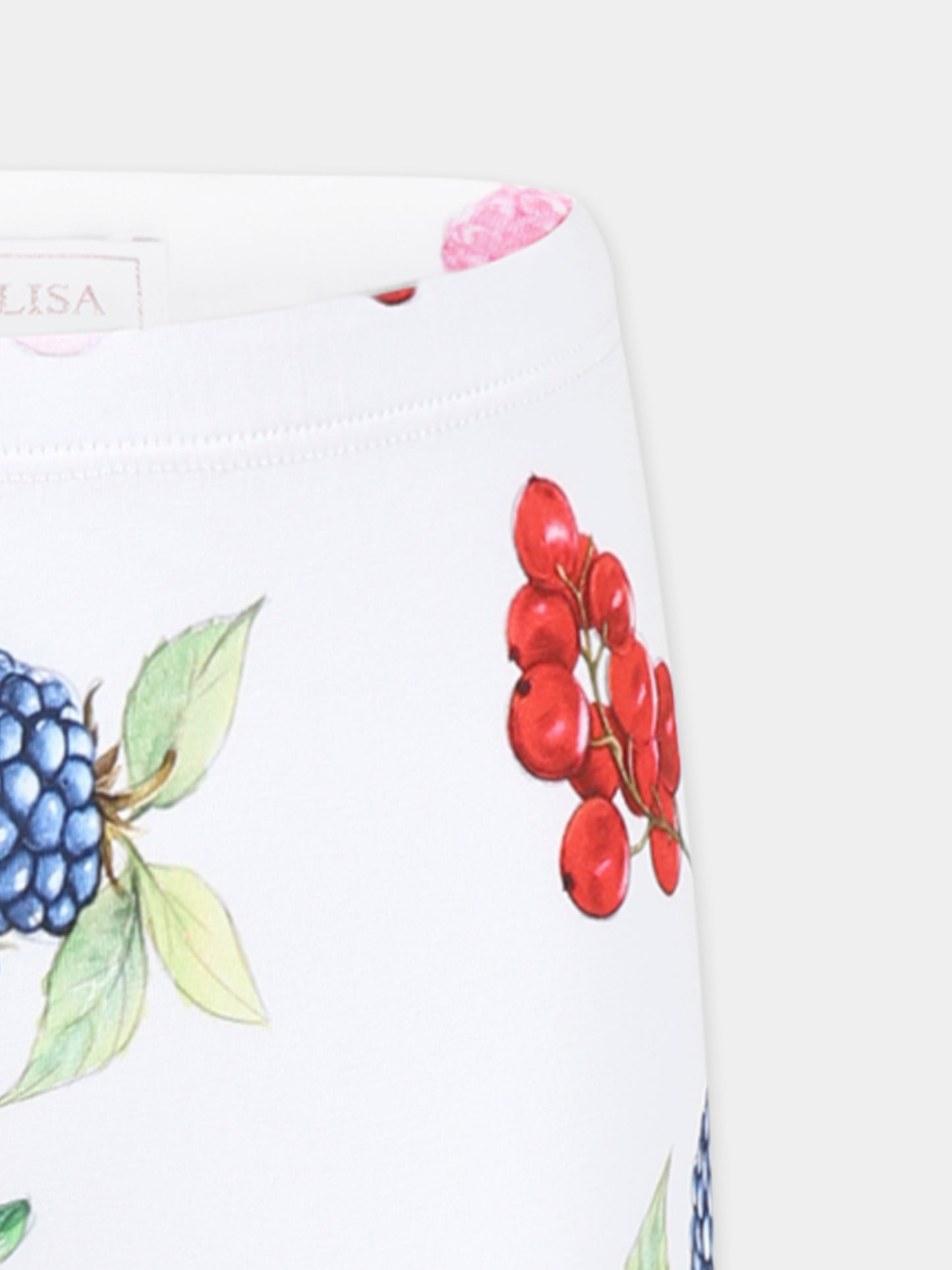 Leggings bianchi per bambina con frutta all over,Monnalisa,11E414 5667 0099