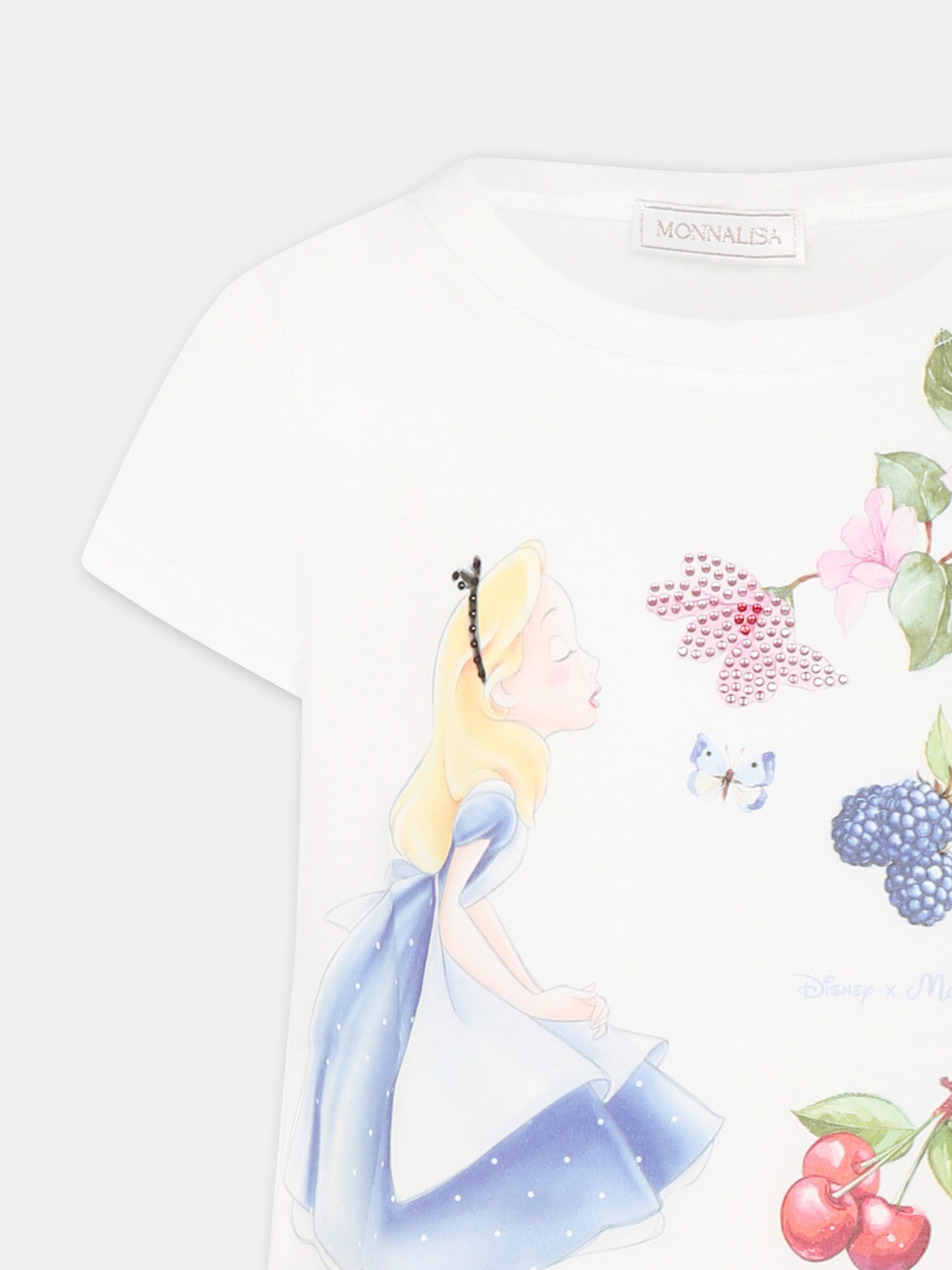 Maxi white t-shirt for girl with Alice in Wonderland
