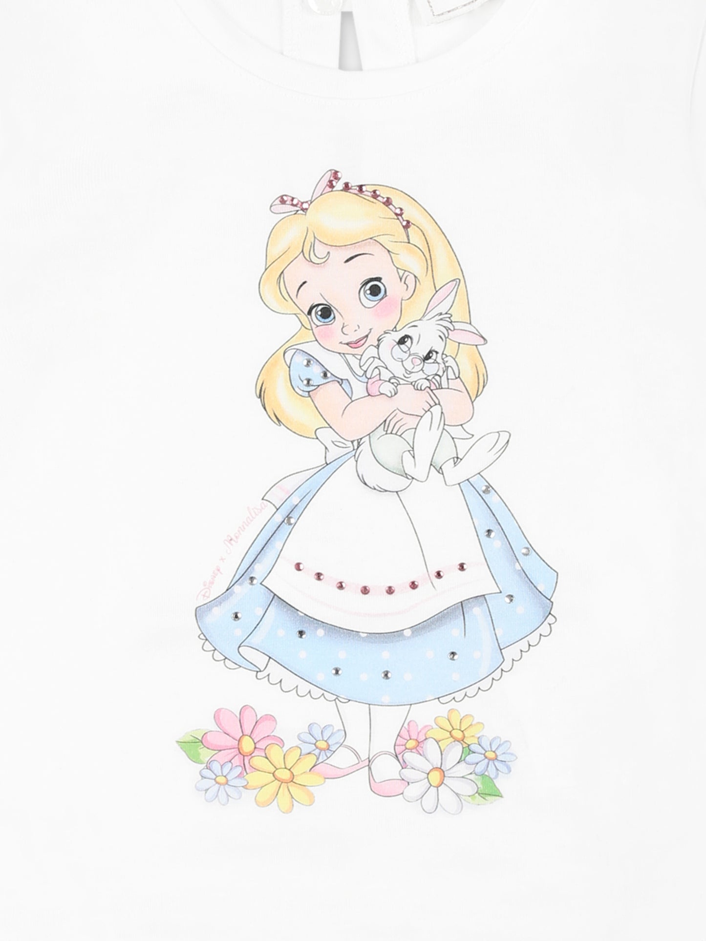 T-shirt bianca per neonata con Alice nel Pase delle Meraviglie,Monnalisa,39E614 5002 0099