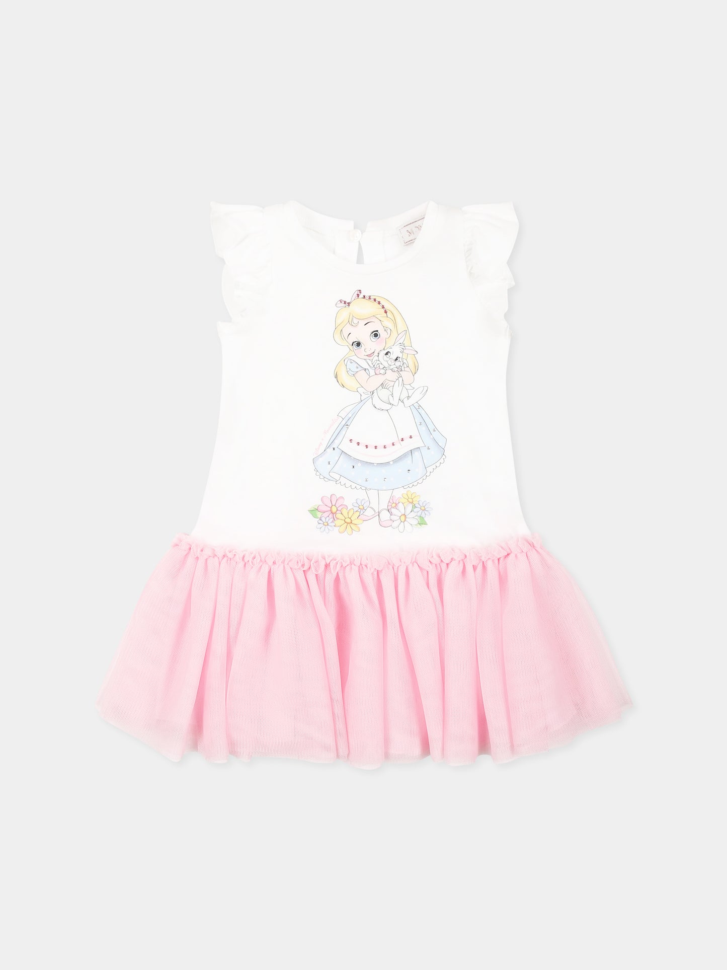 Multicolor dress for baby girl with Alice in  Wonderland