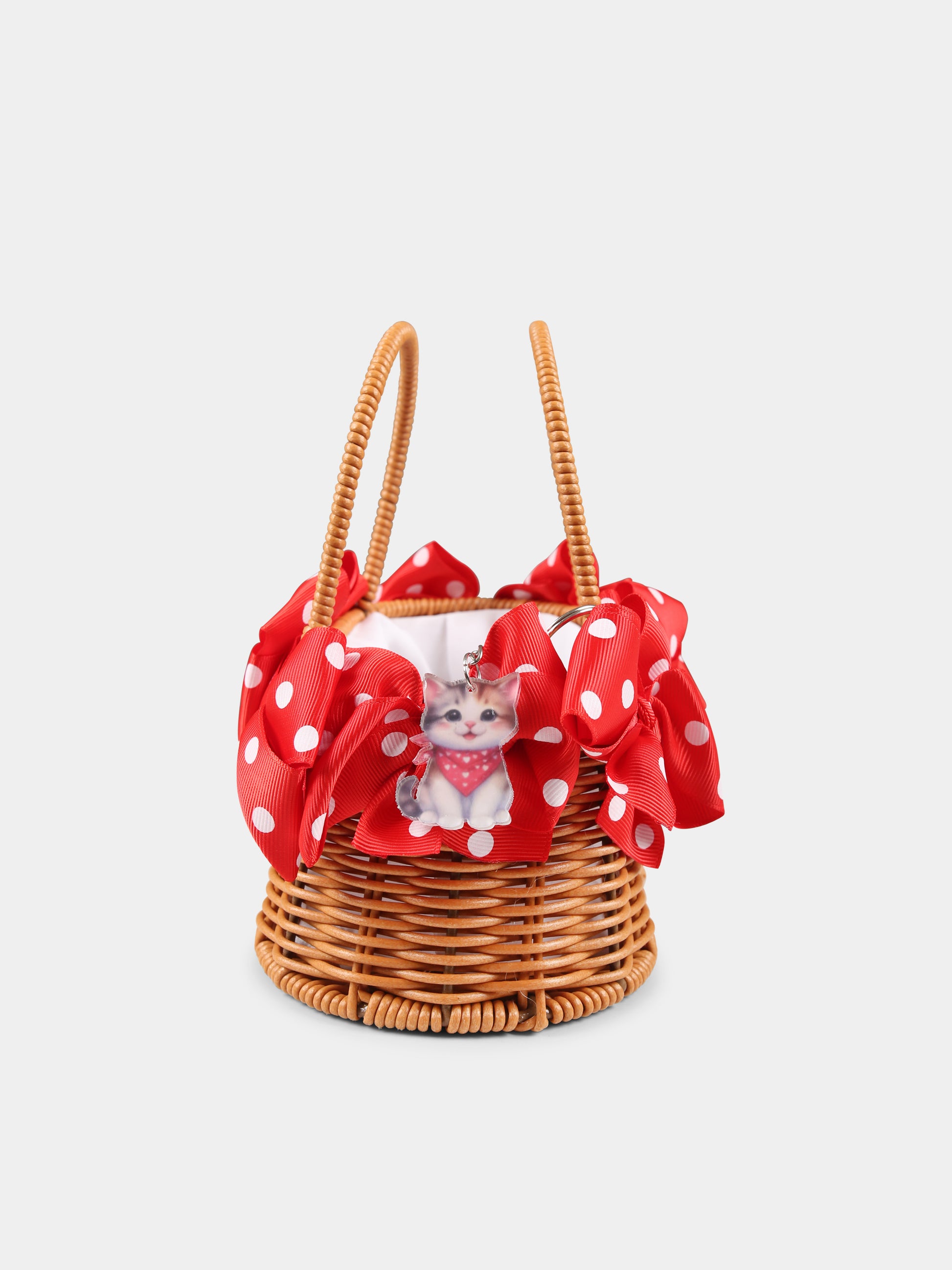 Borsa marrone per bambina con fiocchi,Monnalisa,39E007 5784 0003