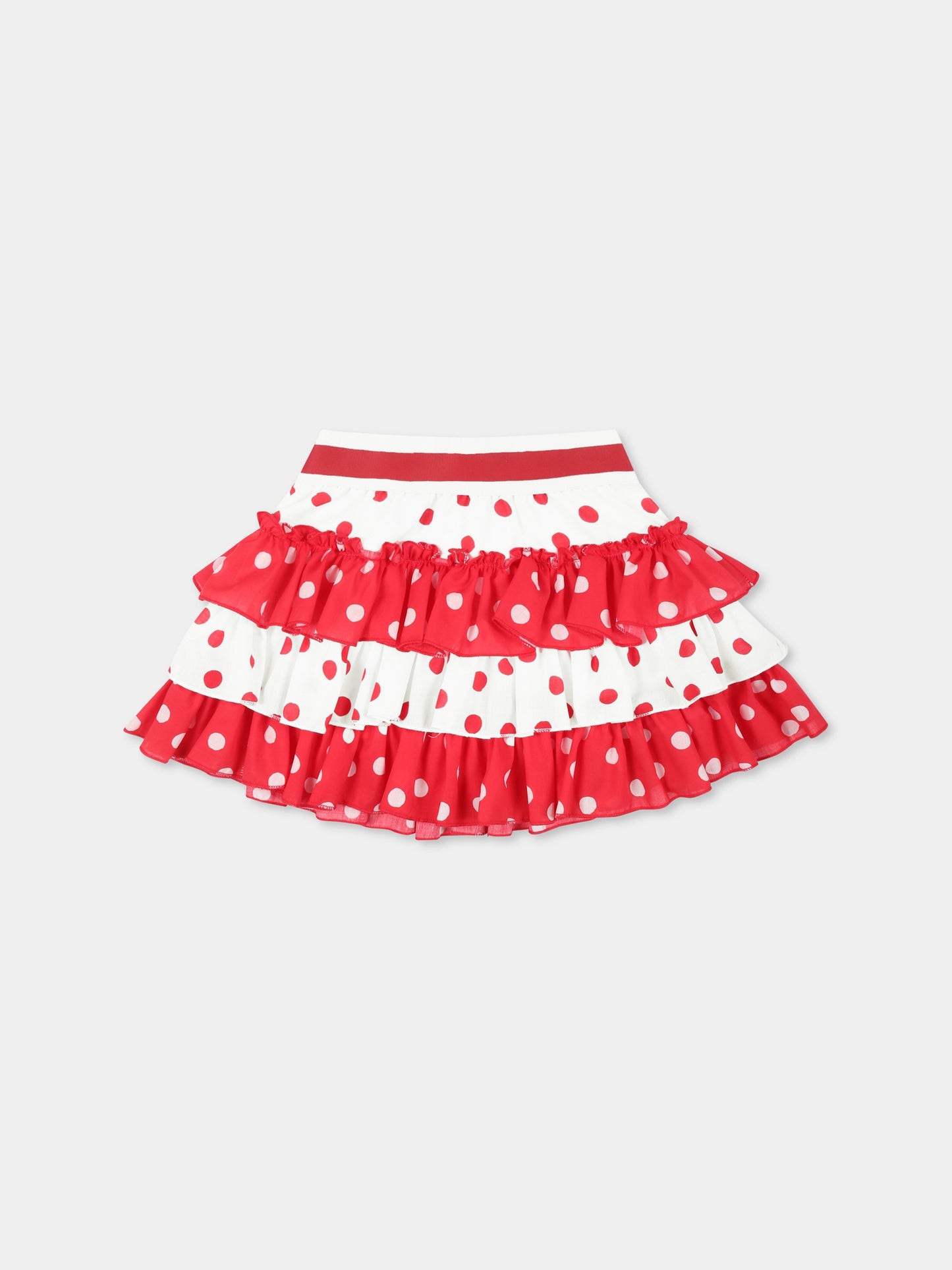 Gonna rossa per neonata con pois all over,Monnalisa,31E704 5600 9944