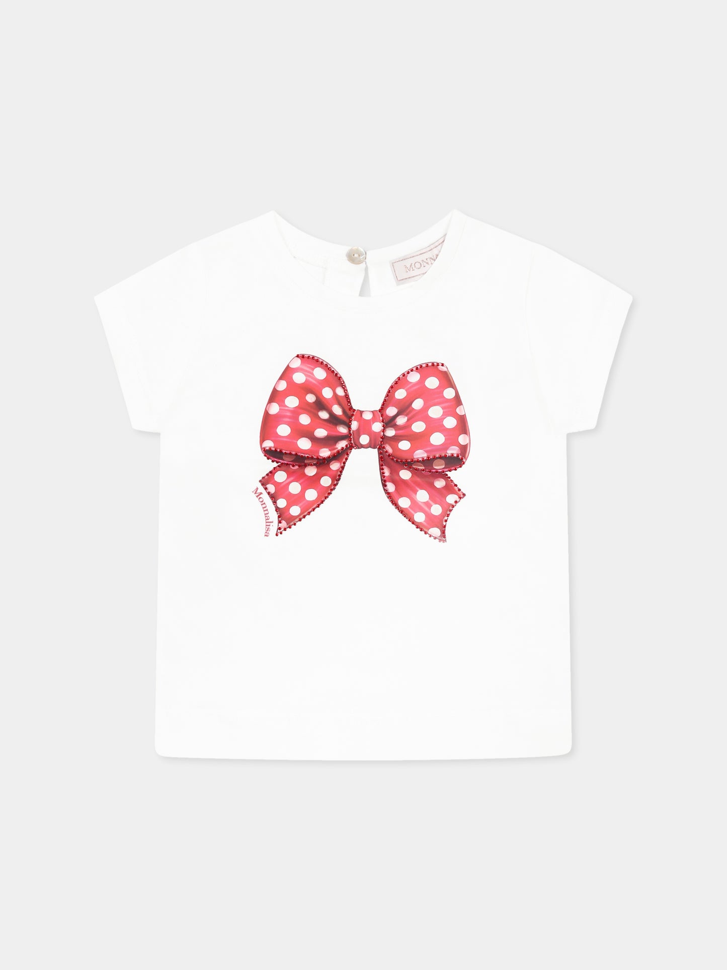 White t-shirt for baby girl with bow
