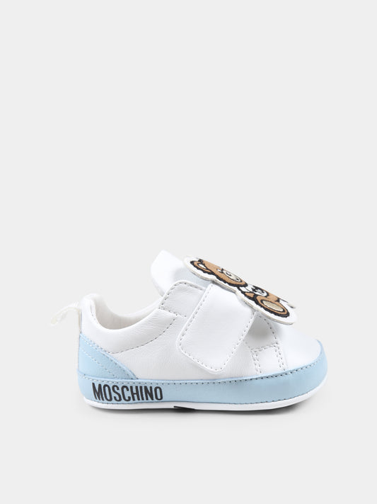 White sneakers for baby boy with Teddy Bear