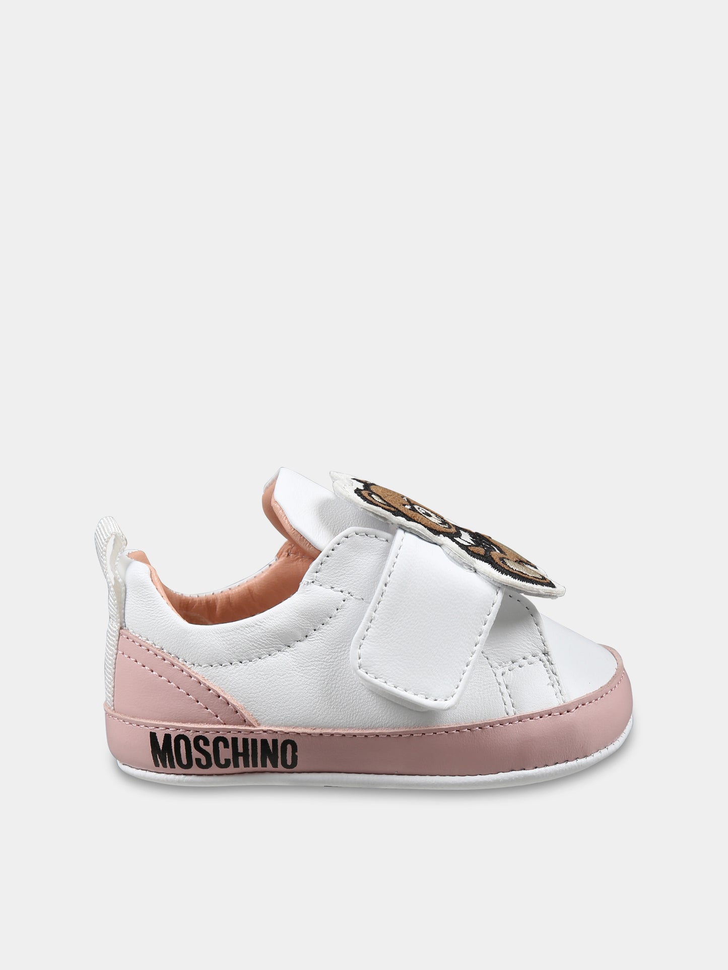 Sneakers rosa per neonata con Teddy Bear,Moschino Kids,80397 1