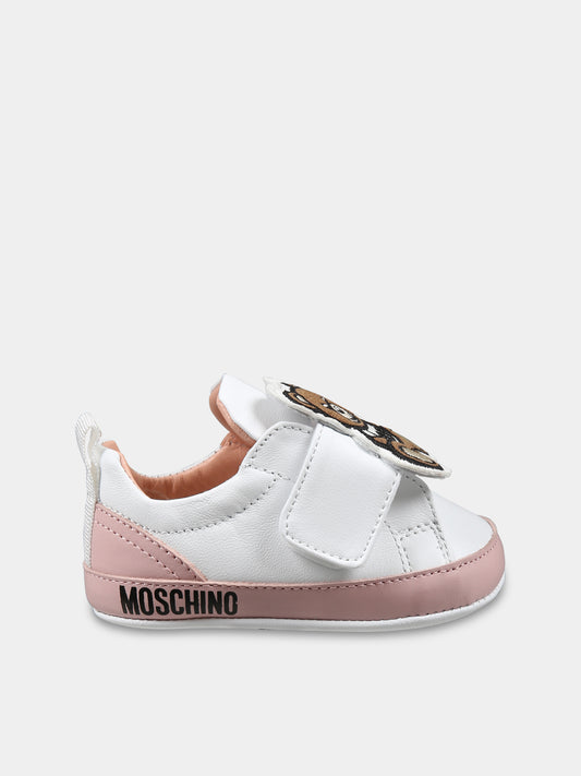 Sneakers rosa per neonata con Teddy Bear,Moschino Kids,80397 1