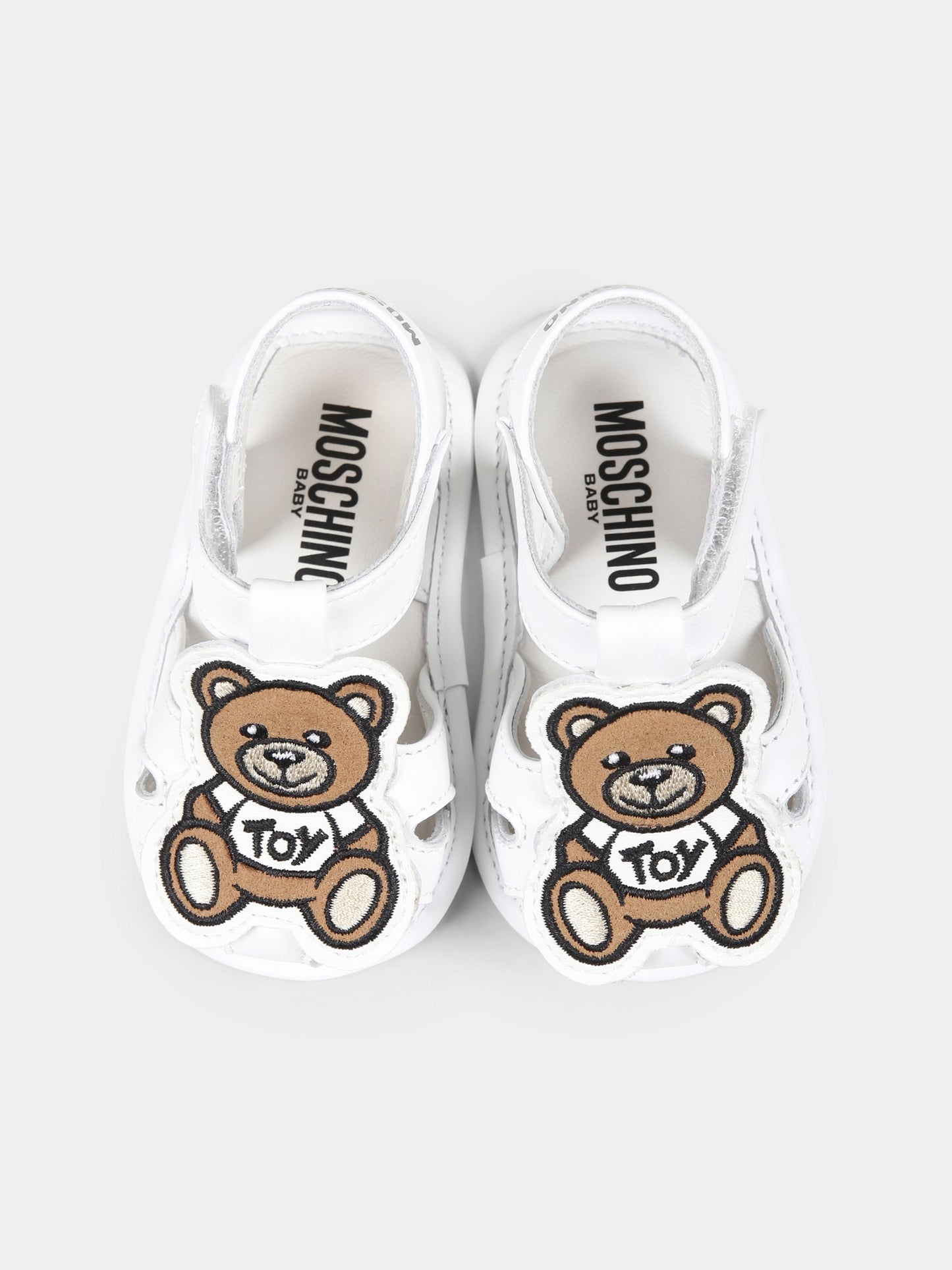 White sandals for babykids with Teddy Bear