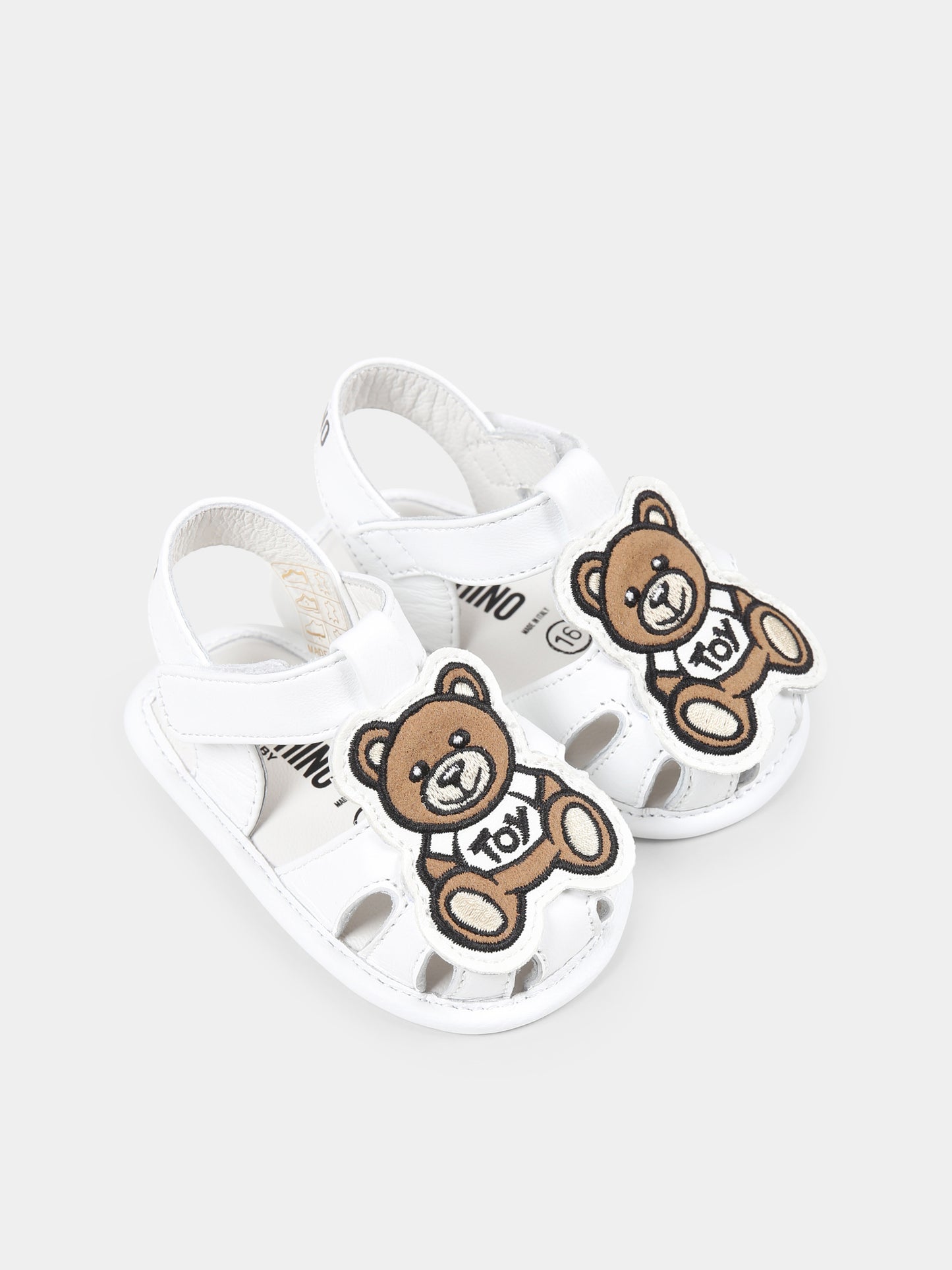 White sandals for babykids with Teddy Bear