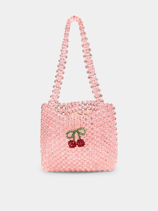 Pink bag for girl with cherries