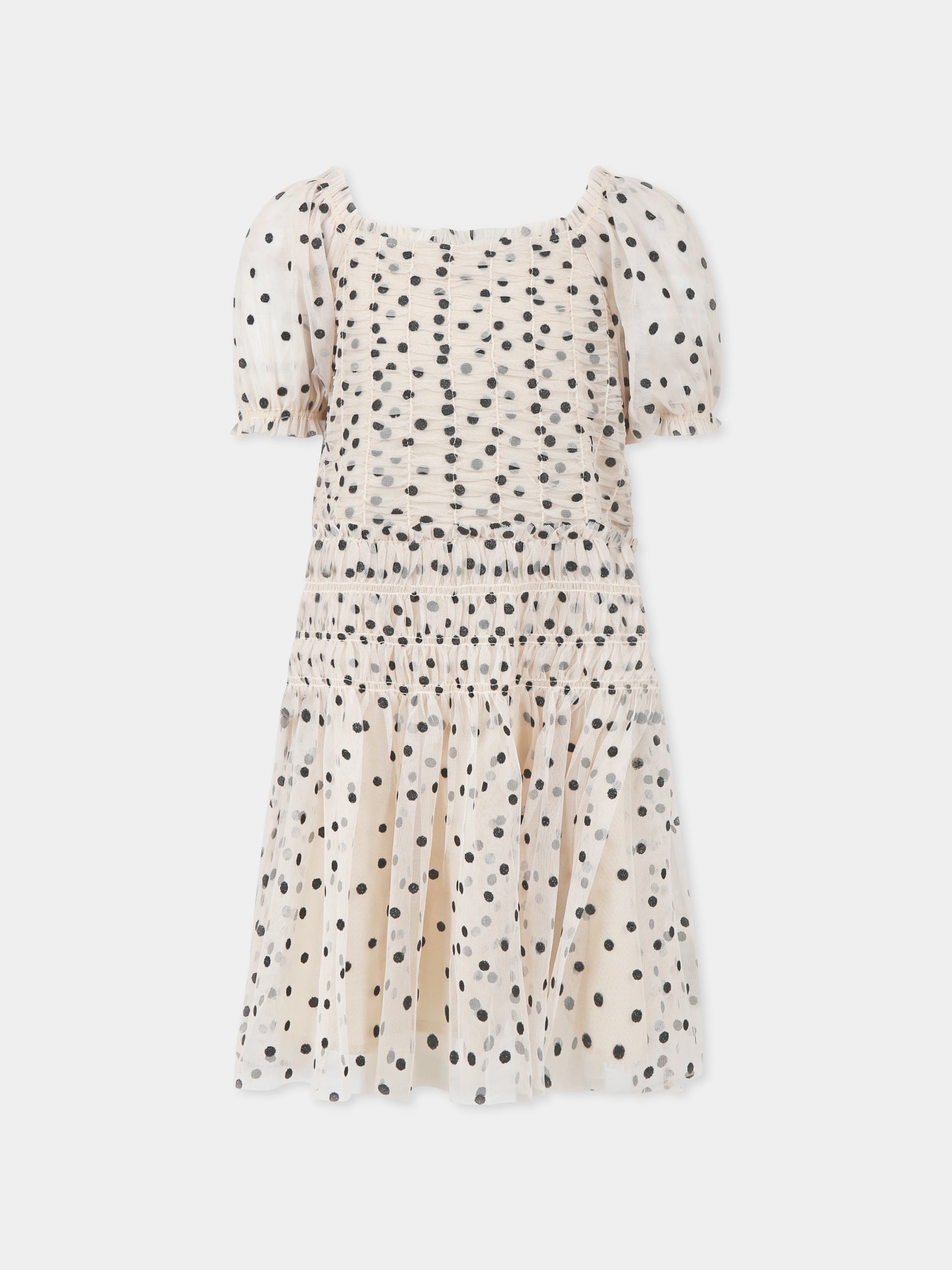 Vestito avorio per bambina con pois all over,Konges Sløjd,KS102726 ECRU