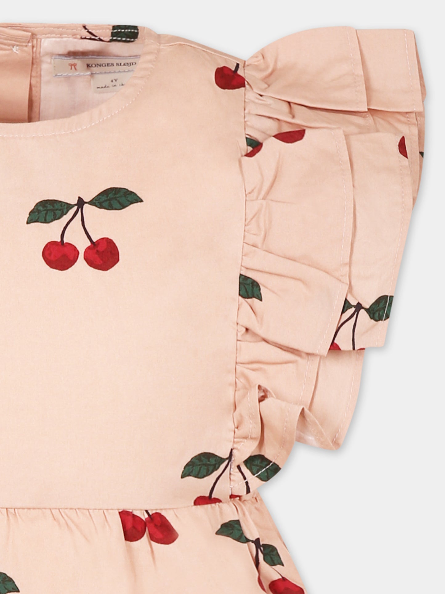 Pink top for girl with cherries