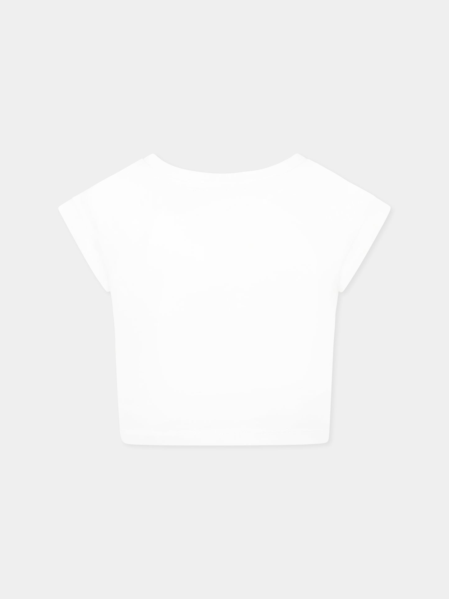 T-shirt crop bianca per bambina con logo,Philosophy,I1E603 5203 P001