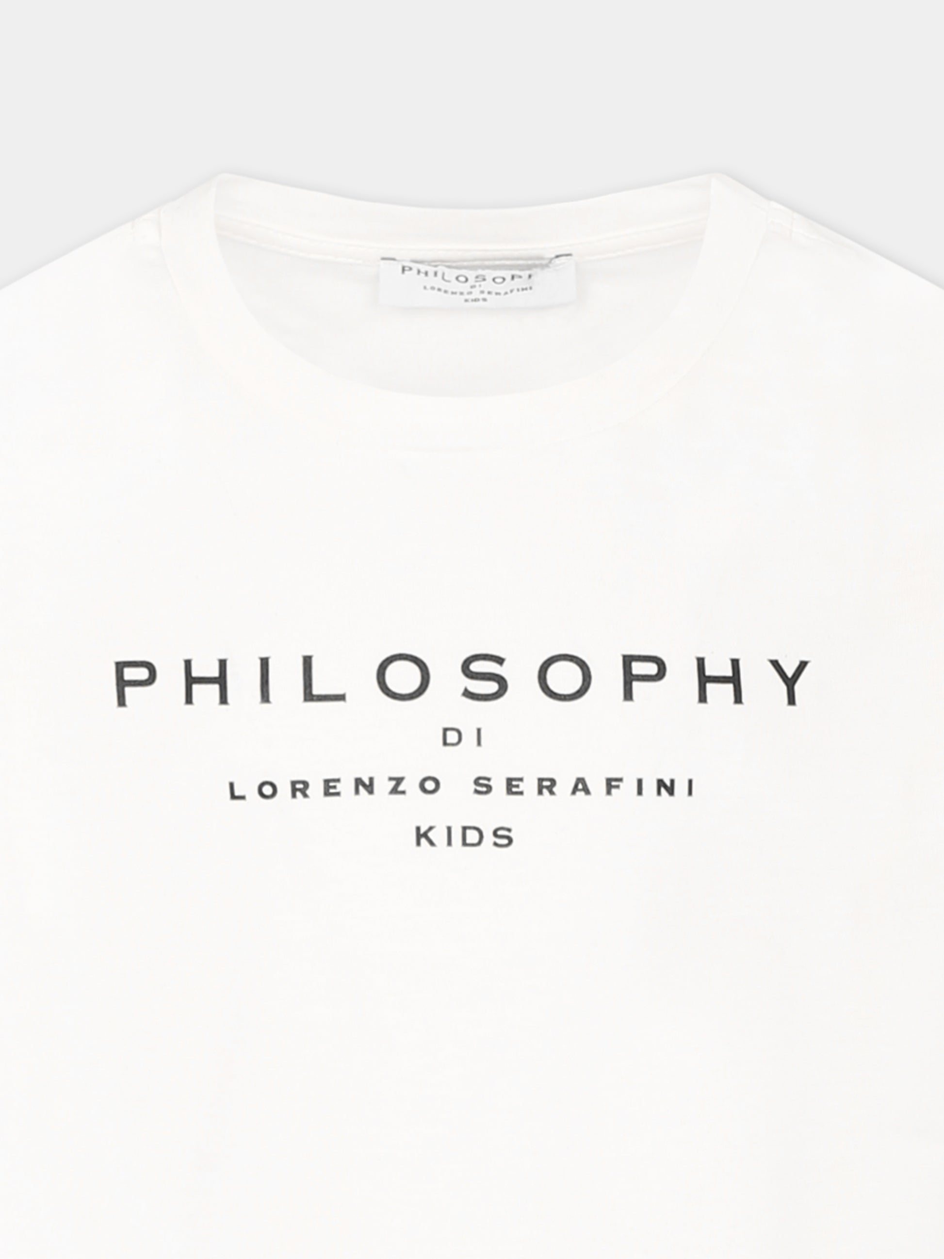 T-shirt bianca per bambina con logo,Philosophy,I1E605 5203 P001