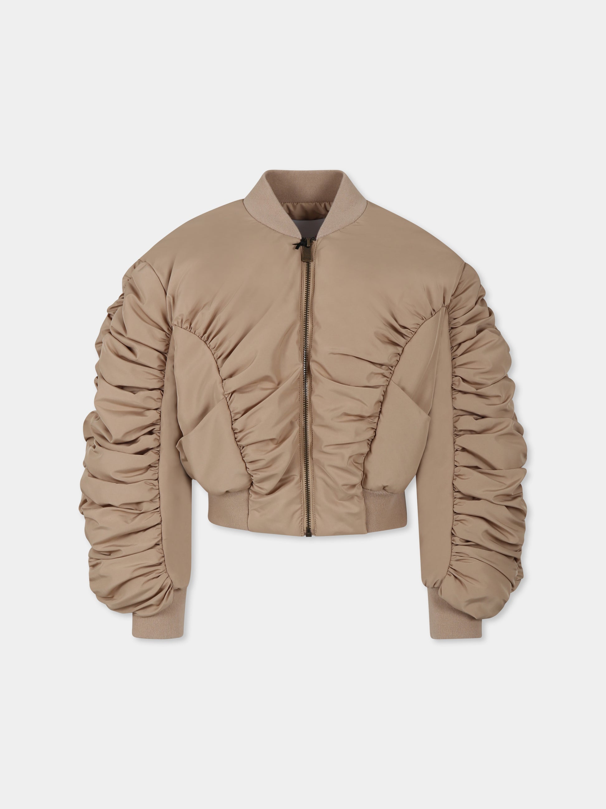 Bomber crop beige per bambina con logo,Pinko,KFGB004 0 NY167 0062