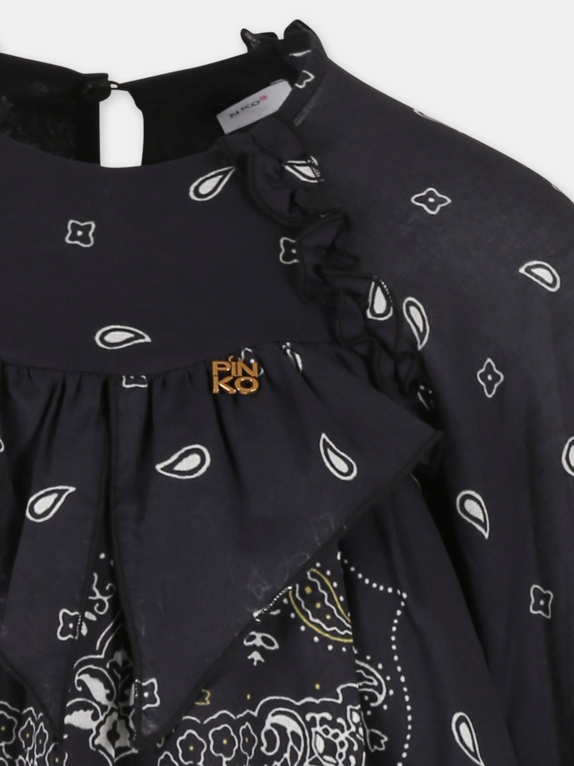 Vestito nero per bambina con stampa paisley,Pinko,KFAB001 0 CAK05 D704