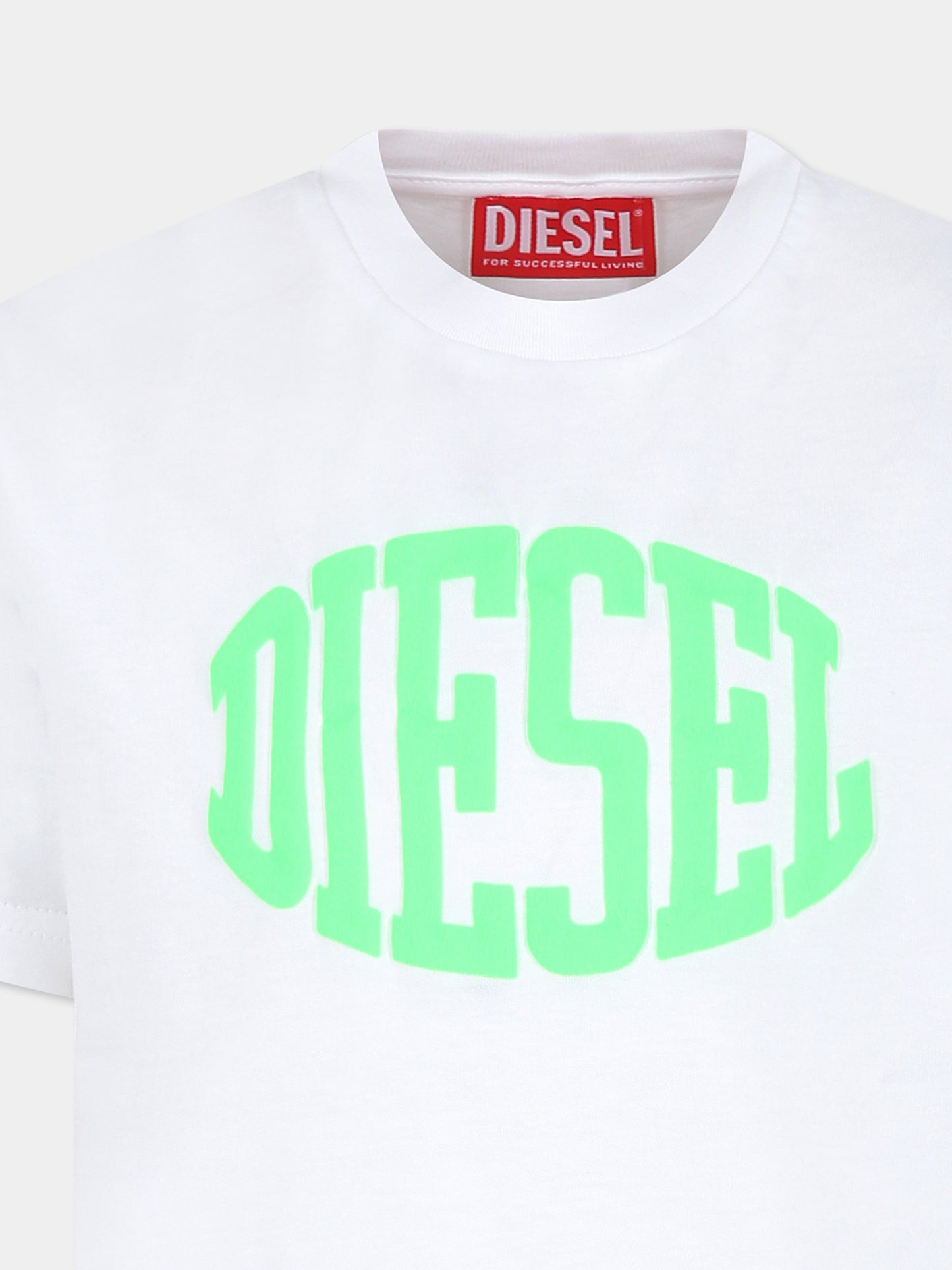 T-shirt bianca per bambino con logo,Diesel,J01777 00YI9 K100