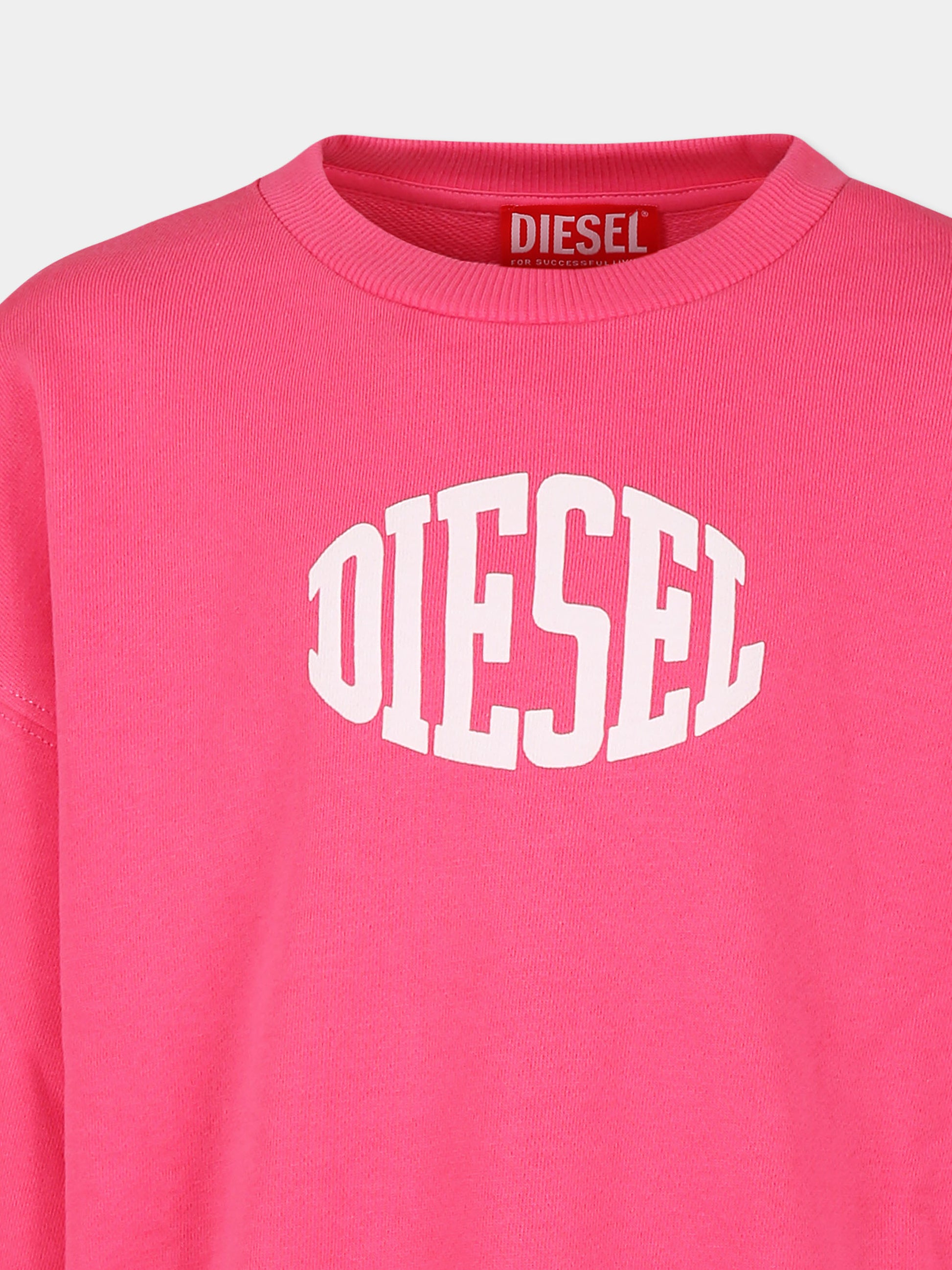 Felpa over rosa per bambini con logo,Diesel,J01696 KYAXZ K378