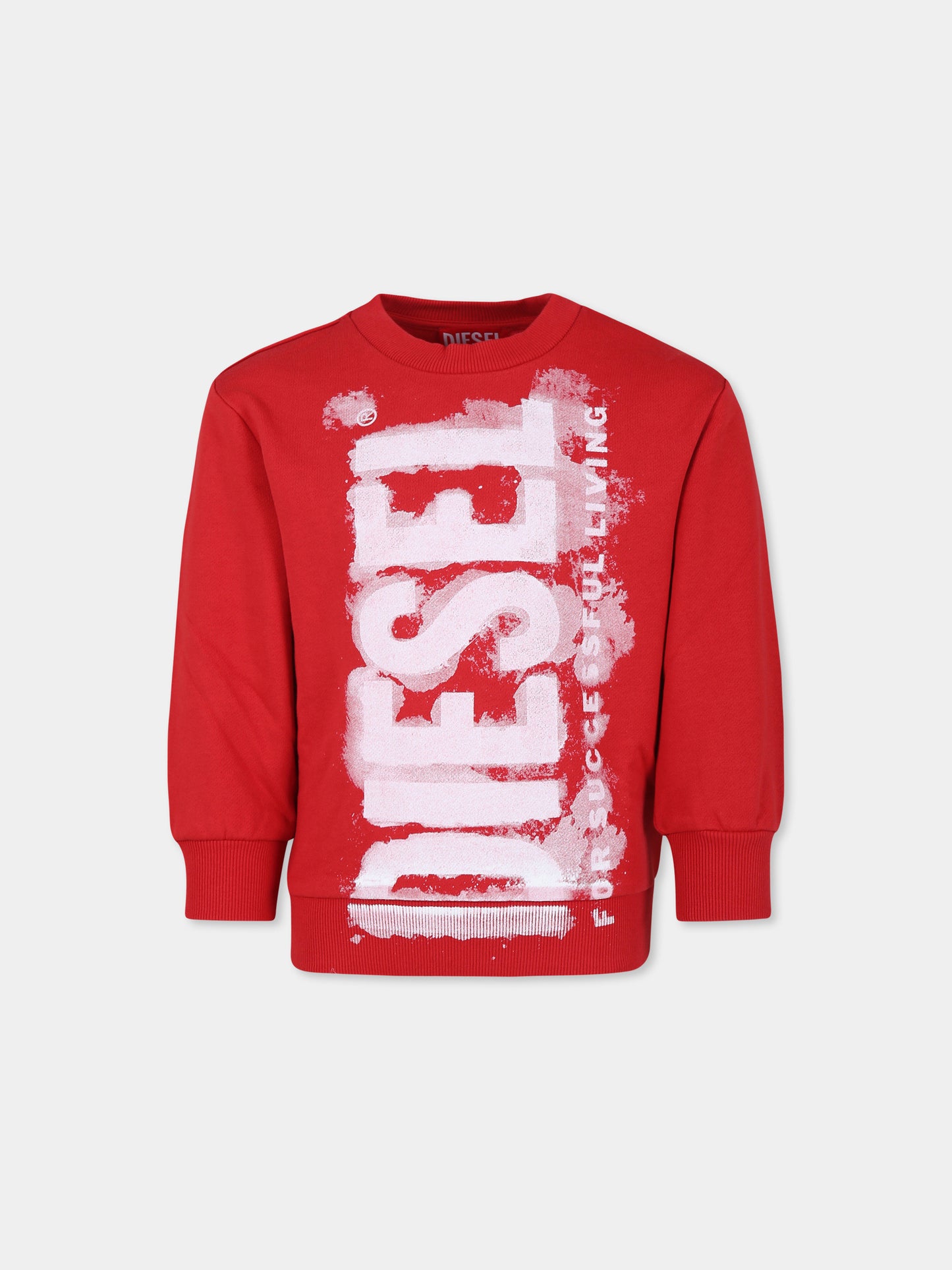 Felpa rossa per bambino con logo,Diesel,J01790 KYAU6 K407