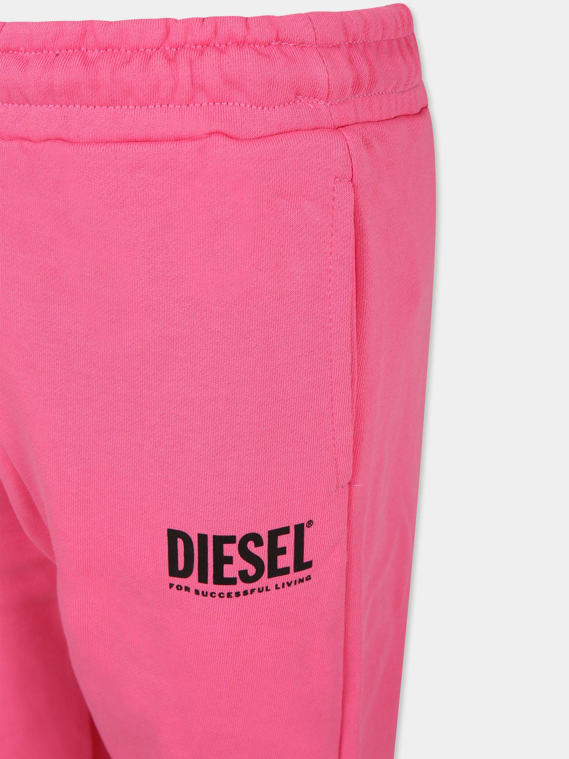 Pantaloni rosa per bambina con logo,Diesel,J01544 KYAVF K378