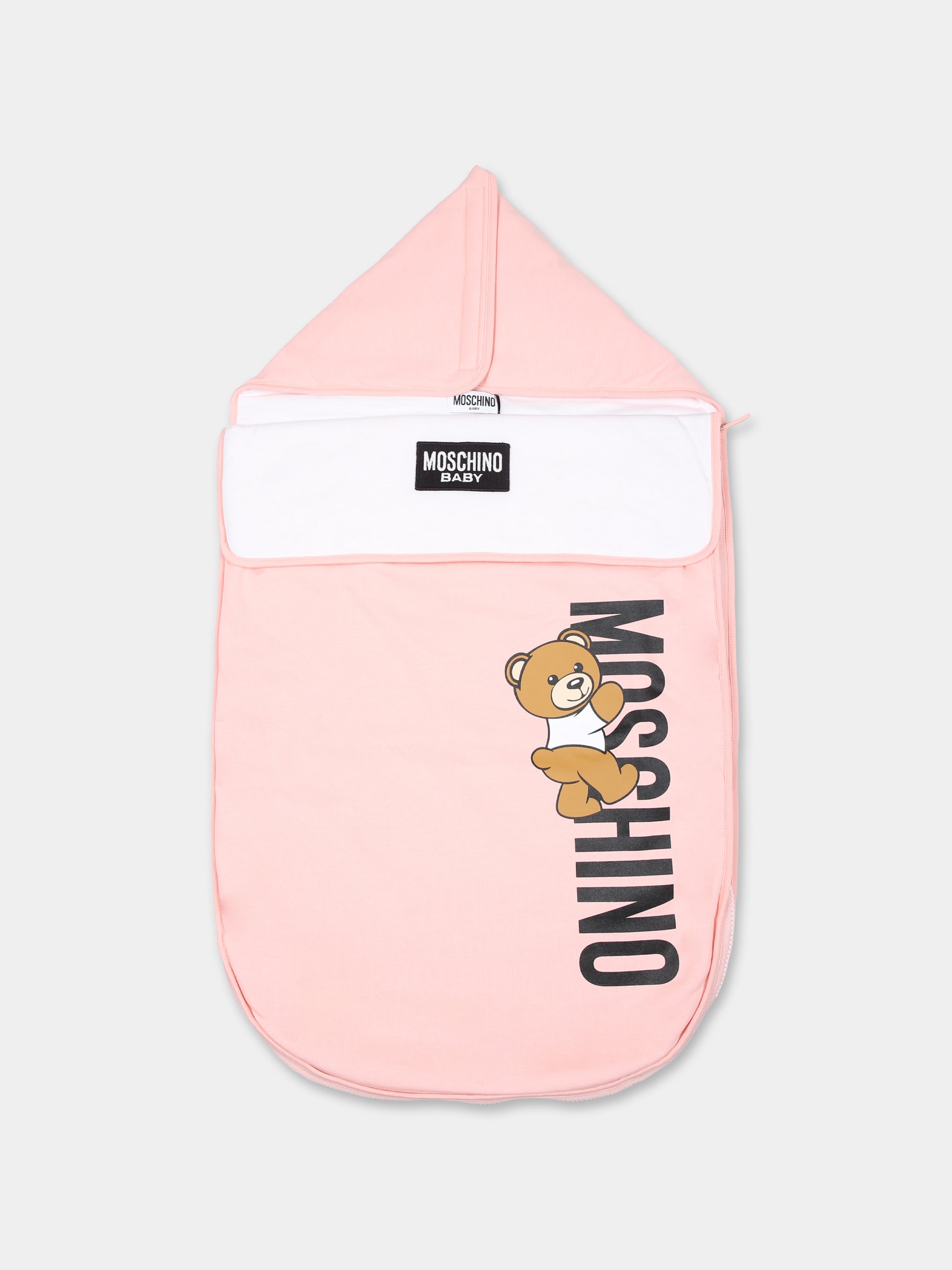 Sacco nanna rosa per neonata con Teddy Bear,Moschino Kids,MUE00P LCA30 50209
