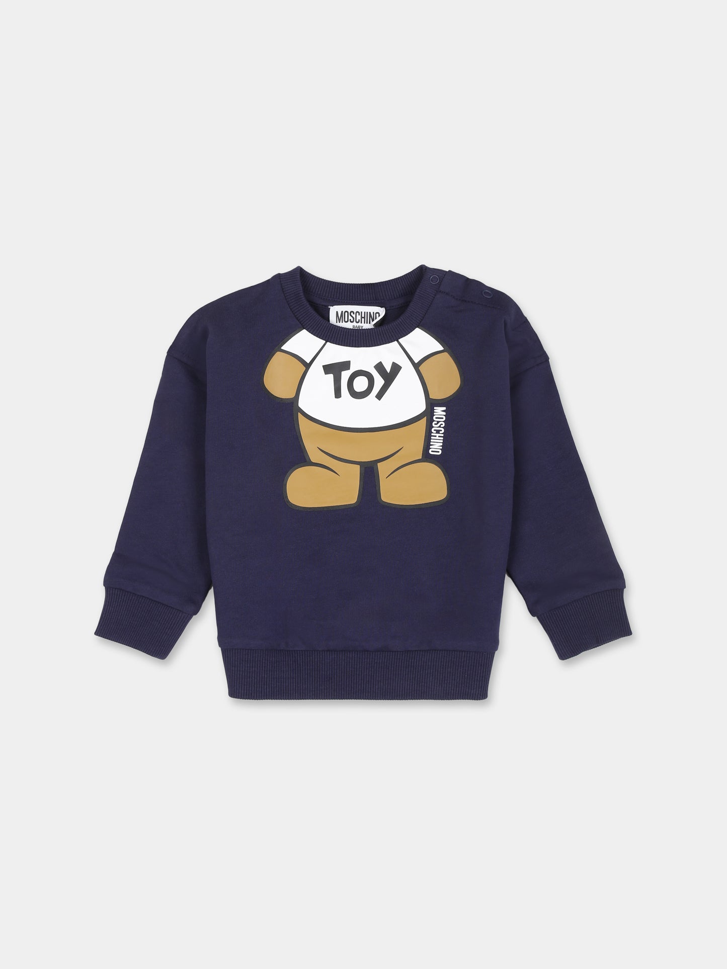 Felpa blu per neonato con Teddy Bear,Moschino Kids,MYF03Q LCA69 40016