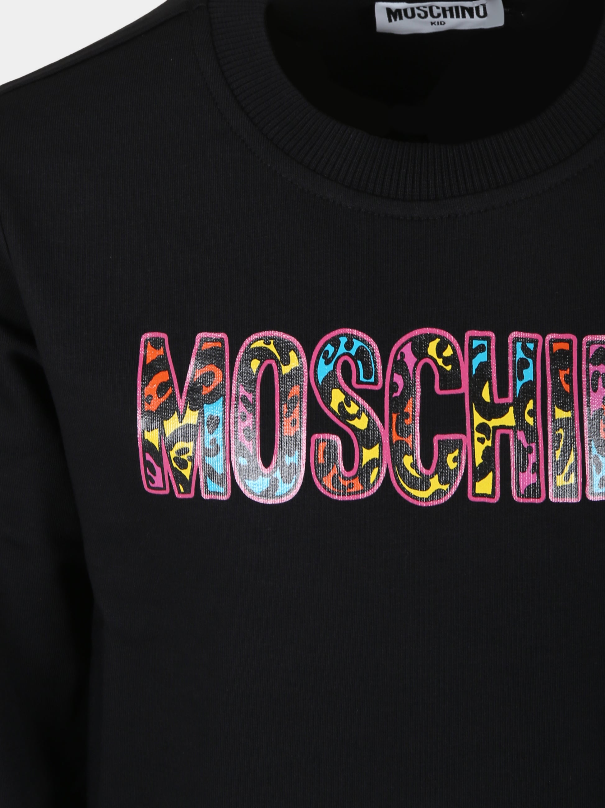 Felpa nera per bambini con logo,Moschino Kids,HEF02M LDA13 60100