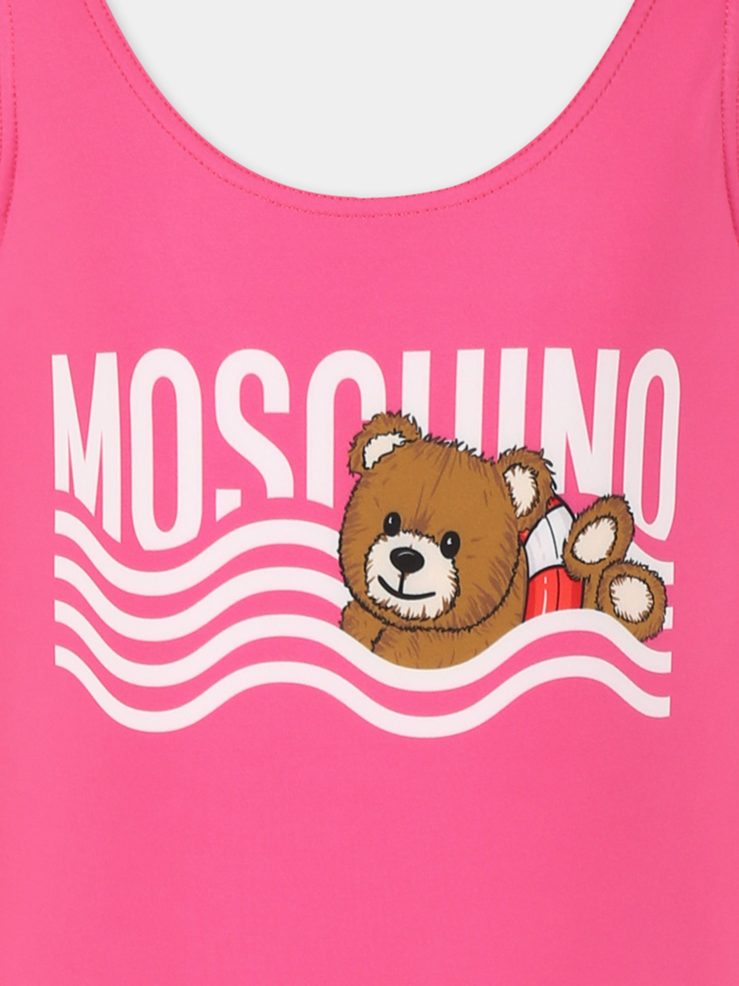 Costume intero fucsia per bambina con Teddy Bear,Moschino Kids,H0L00B LKA00 50533