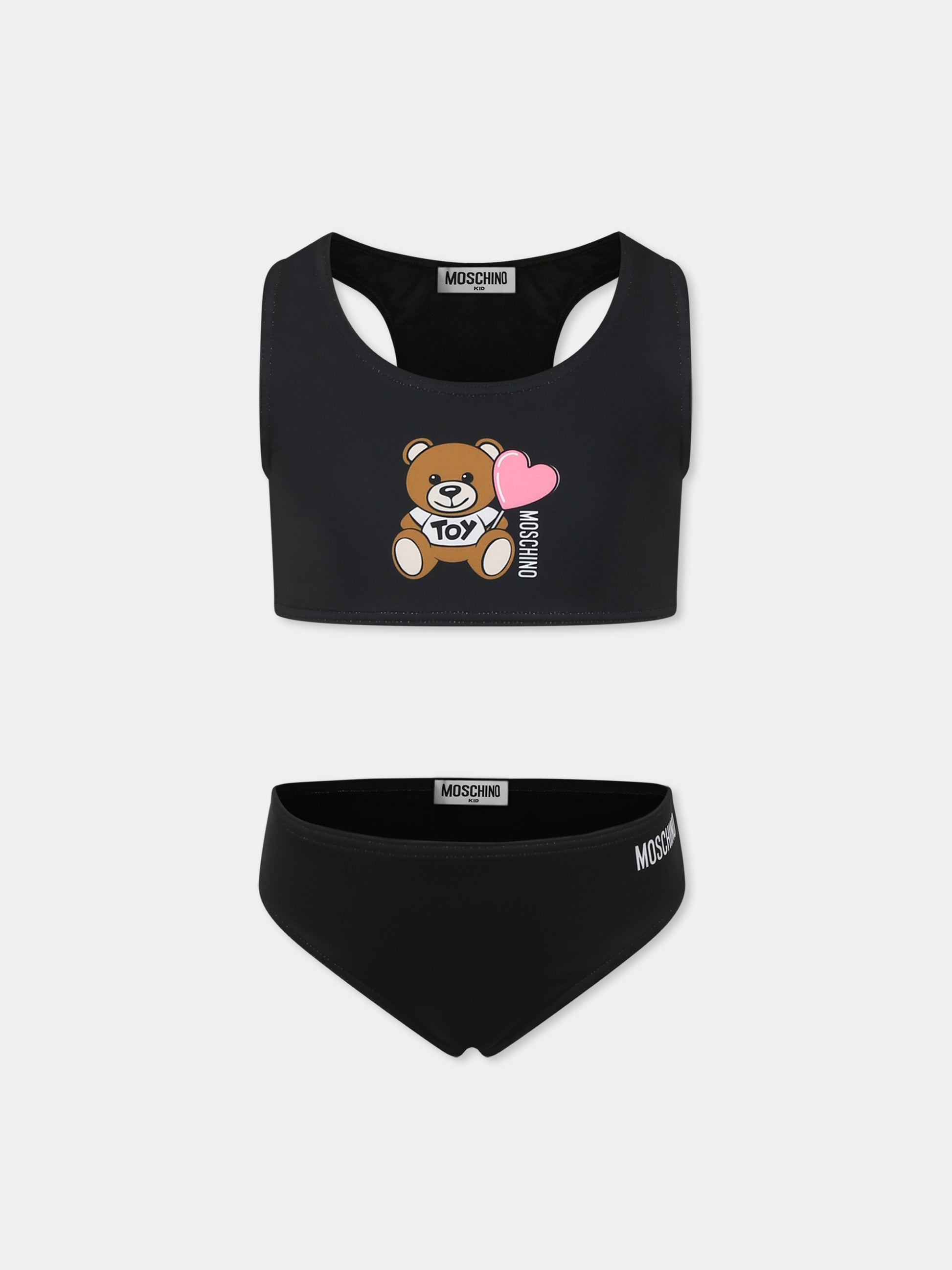 Bikini nero per bambina con Teddy Bear,Moschino Kids,HAL00P LKA00 60100