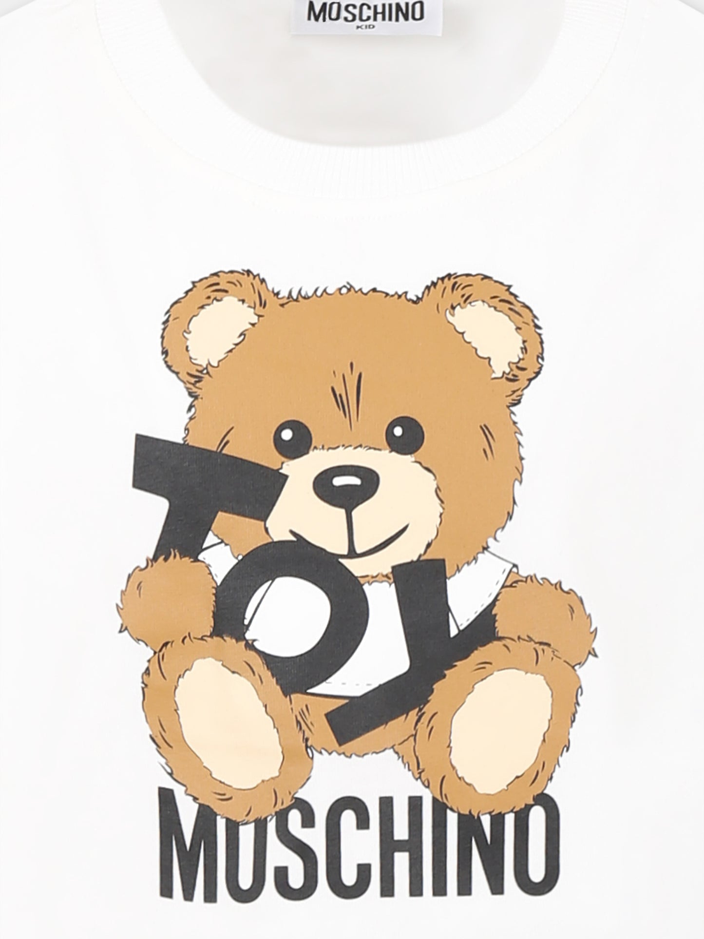 T-shirt crop bianca per bambina con Teddy Bear,Moschino Kids,HDM06O LBA00 10101