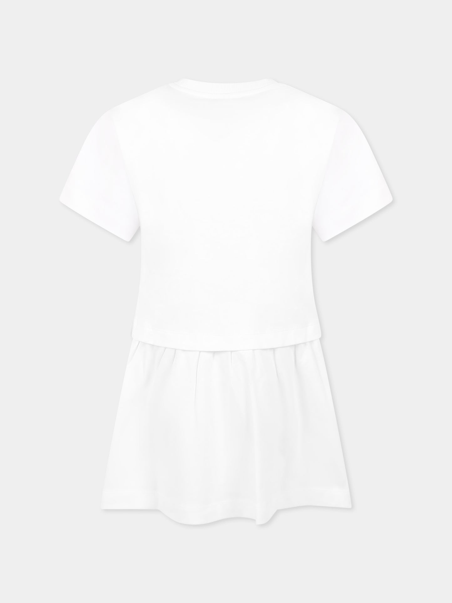 Vestito bianco per bambina con Teddy Bear e stampa spiaggia,Moschino Kids,HDV0G7 LAA42 10101