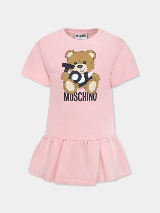 Pink dress for girl with Teddy Bear