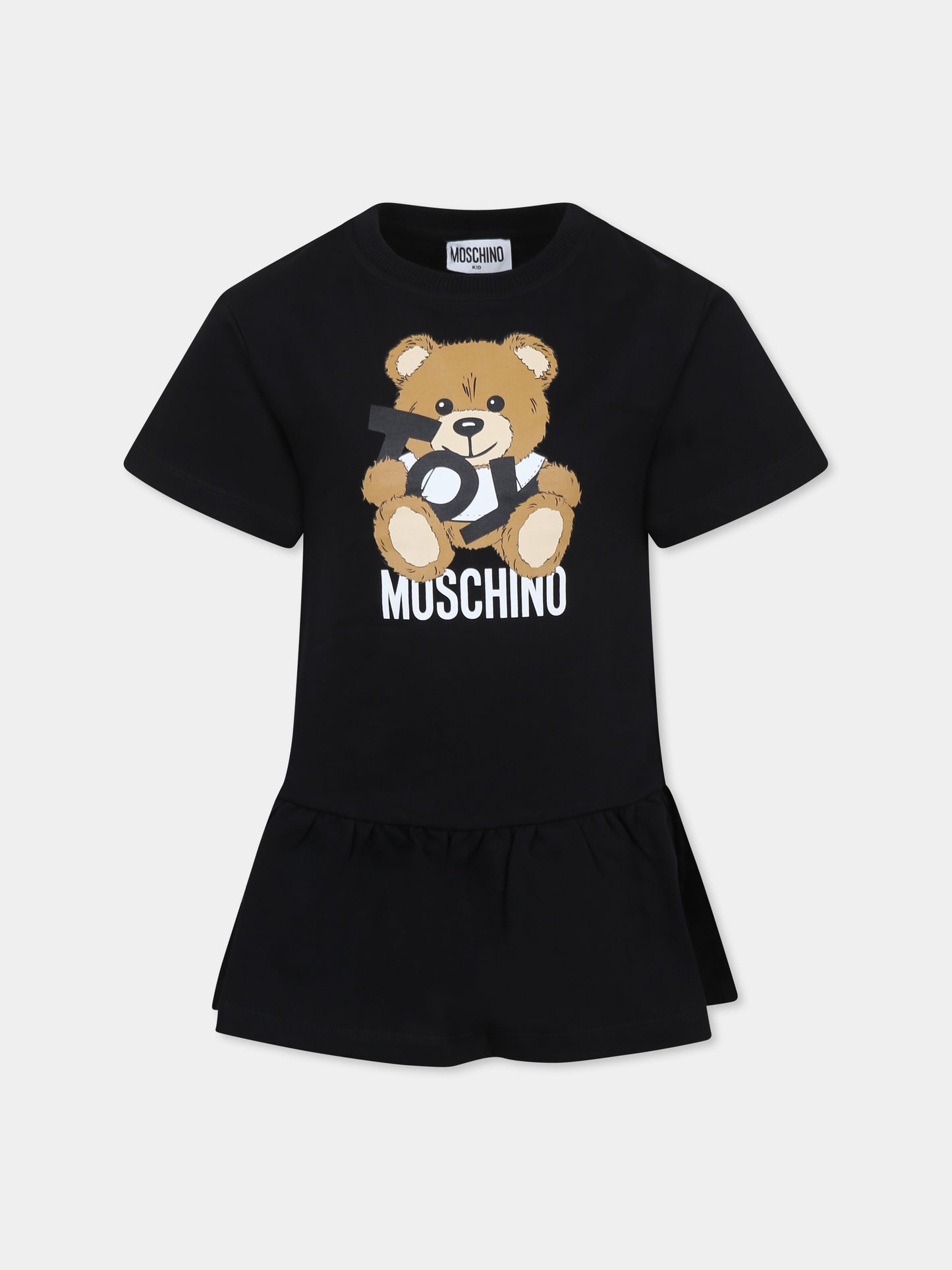 Vestito nero per bambina con Teddy Bear,Moschino Kids,HDV0GB LCA19 60100