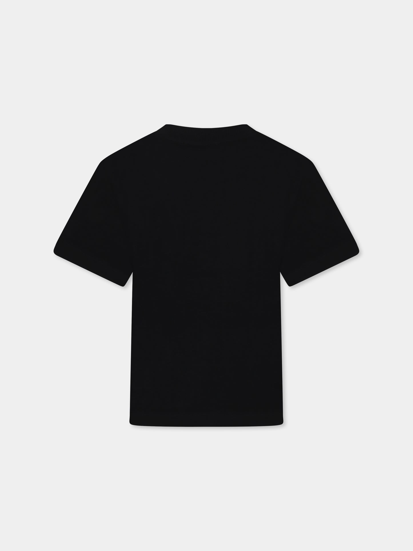 T-shirt nera per bambina con Teddy Bear e cuore,Moschino Kids,HHM060 LAA02 60100