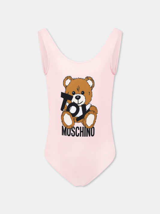 Pink swimsuit for girl with Teddy Bear