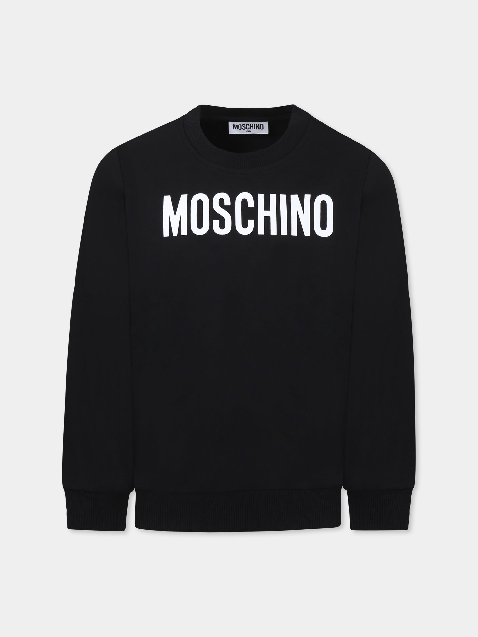Felpa nera per bambini con logo,Moschino Kids,HUF094 LDA11 60100