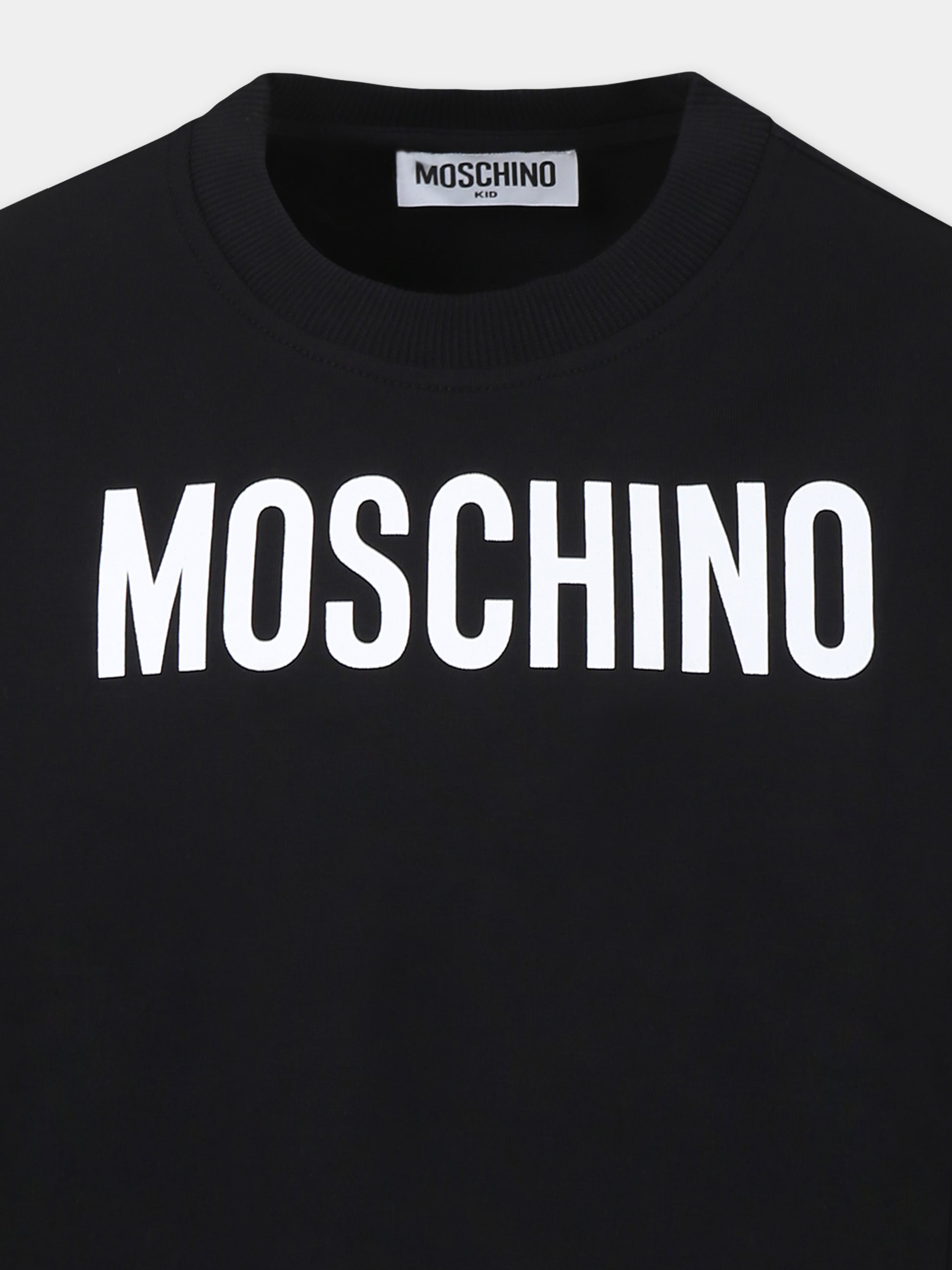 Felpa nera per bambini con logo,Moschino Kids,HUF094 LDA11 60100