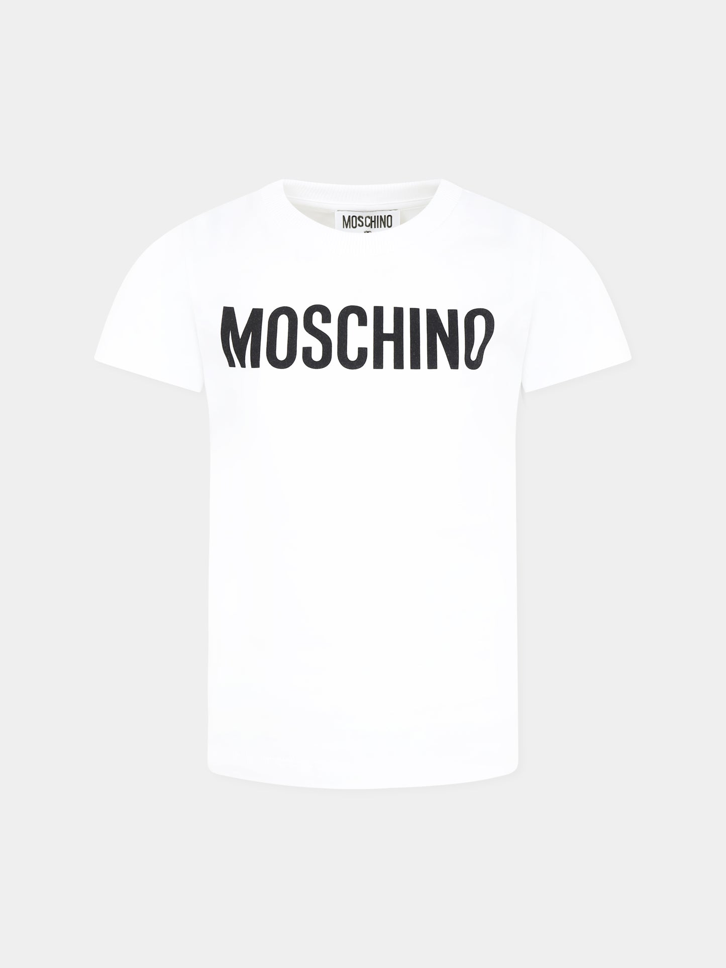 T-shirt bianca per bambini con logo,Moschino Kids,HUM05C LBA10 10101