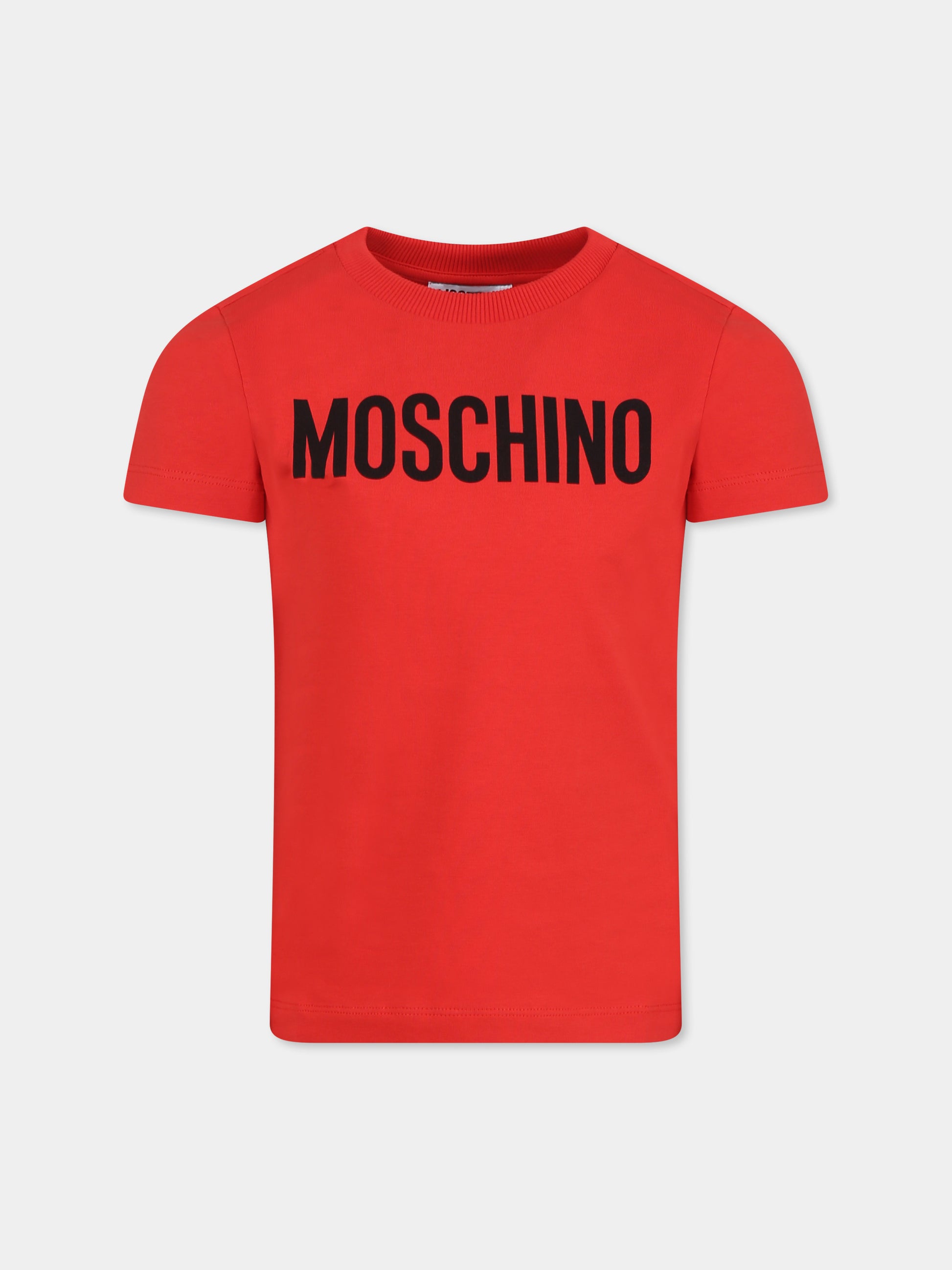 T-shirt rossa per bambini con logo,Moschino Kids,HUM05C LBA10 50109