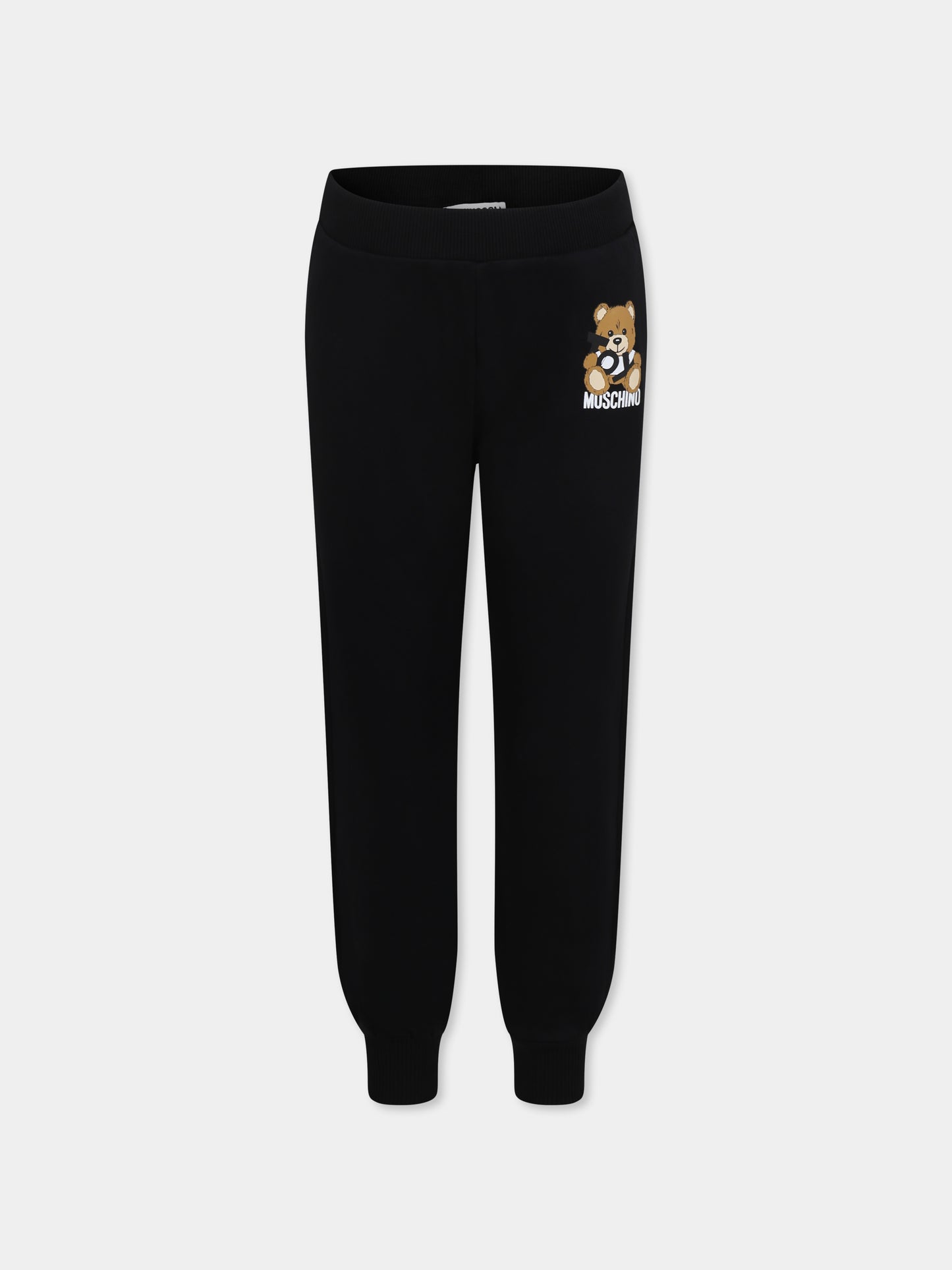 Pantaloni neri per bambini con Teddy Bear,Moschino Kids,HUP08F LCA19 60100