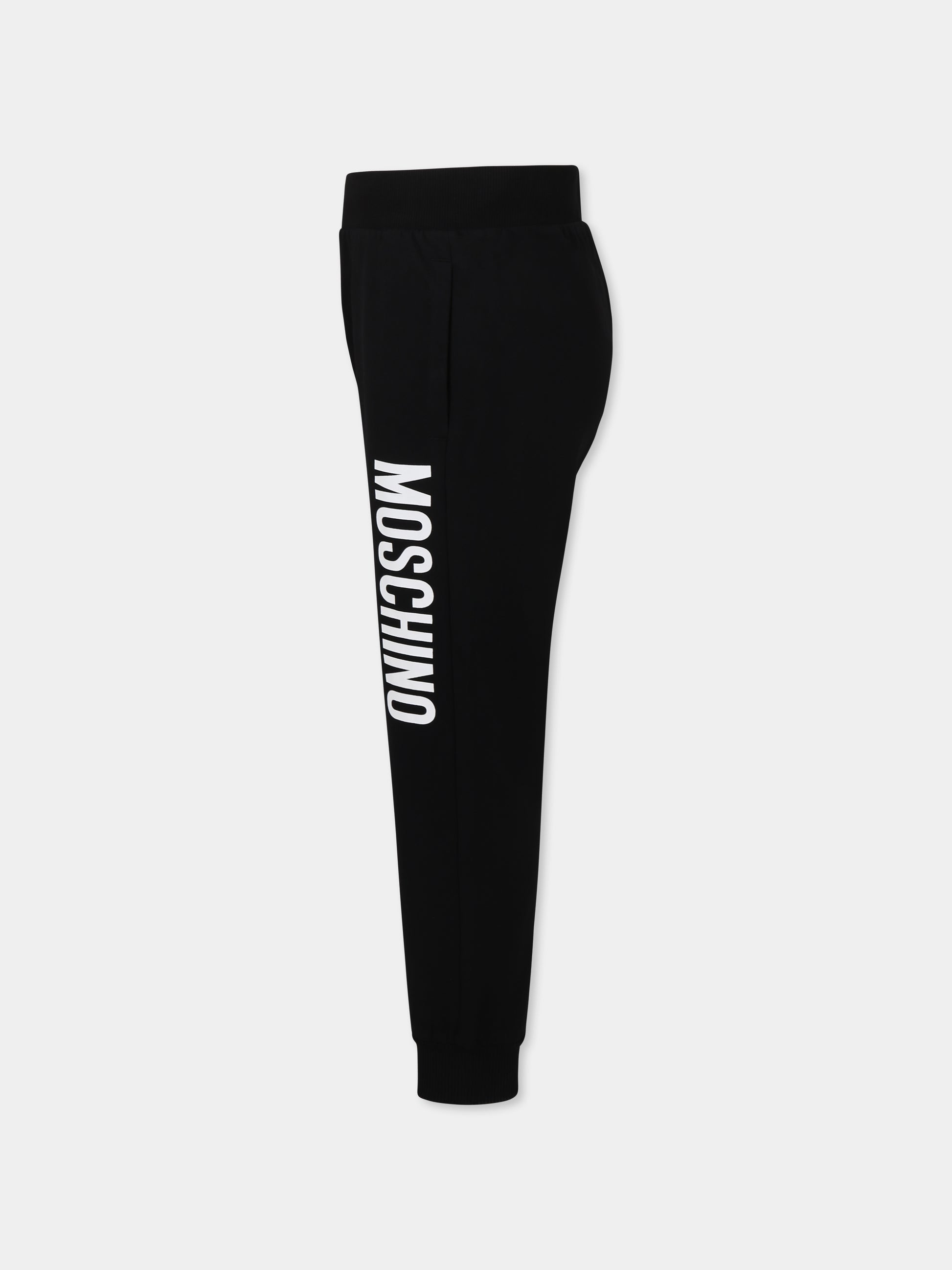 Pantaloni neri per bambini con logo,Moschino Kids,HUP08G LDA11 60100