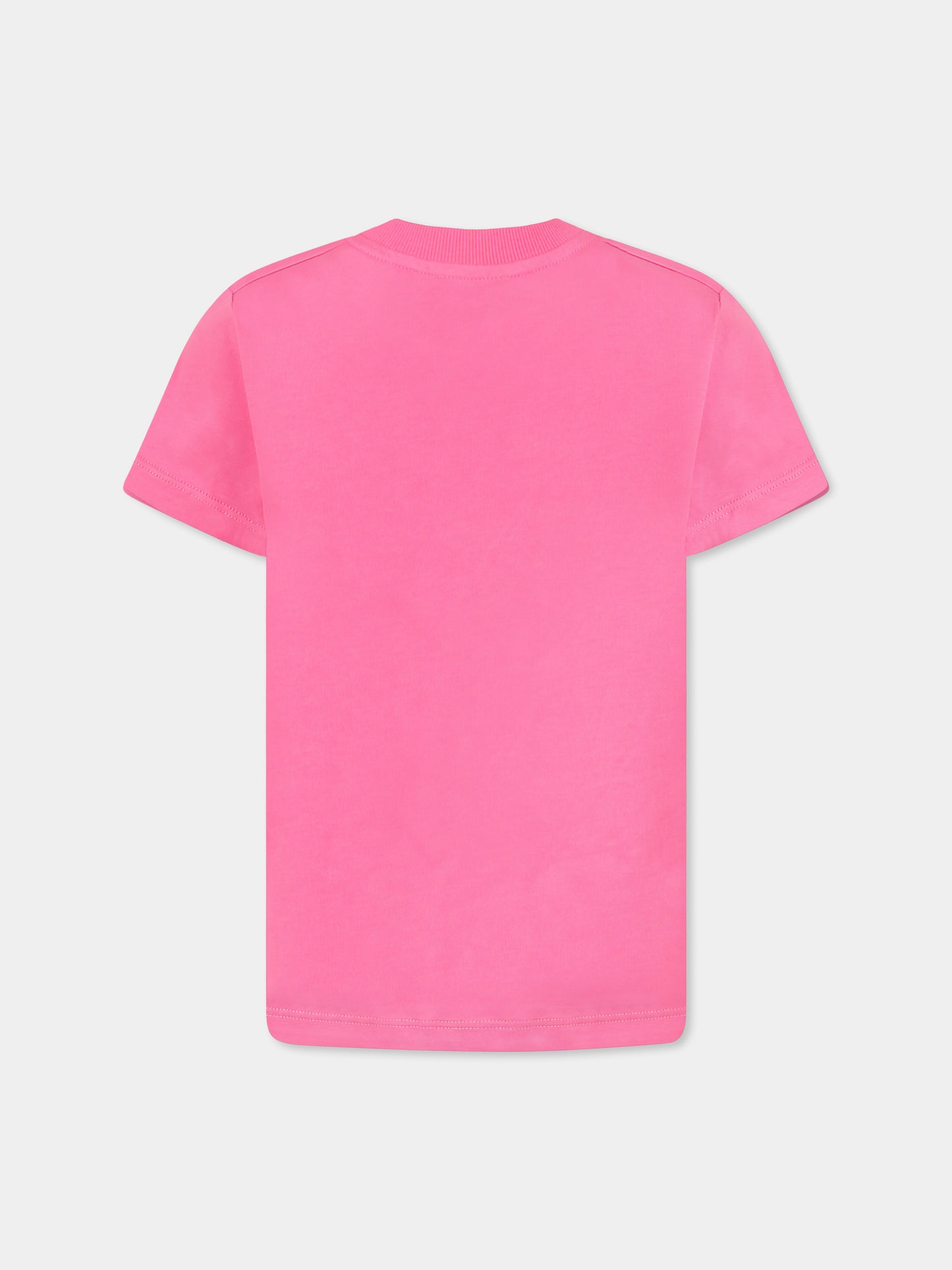 T-shirt fucsia per bambina con Teddy Bear e onde,Moschino Kids,HYM04K LAA24 50533