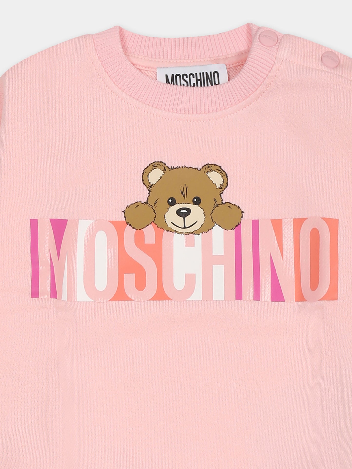 Pink sweatshirt for baby girl with Teddy Bear