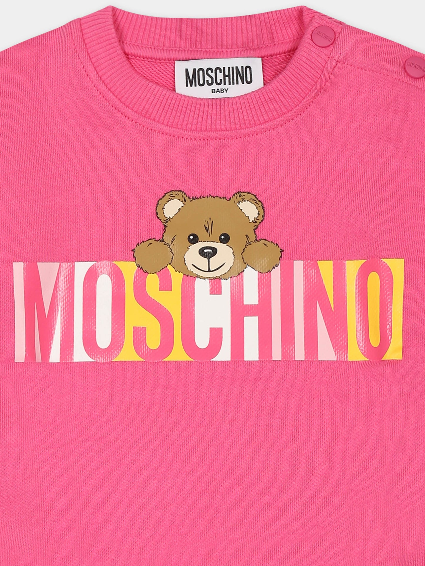 Felpa fucsia per neonata con Teddy Bear,Moschino Kids,M5F03Q LCA52 50533