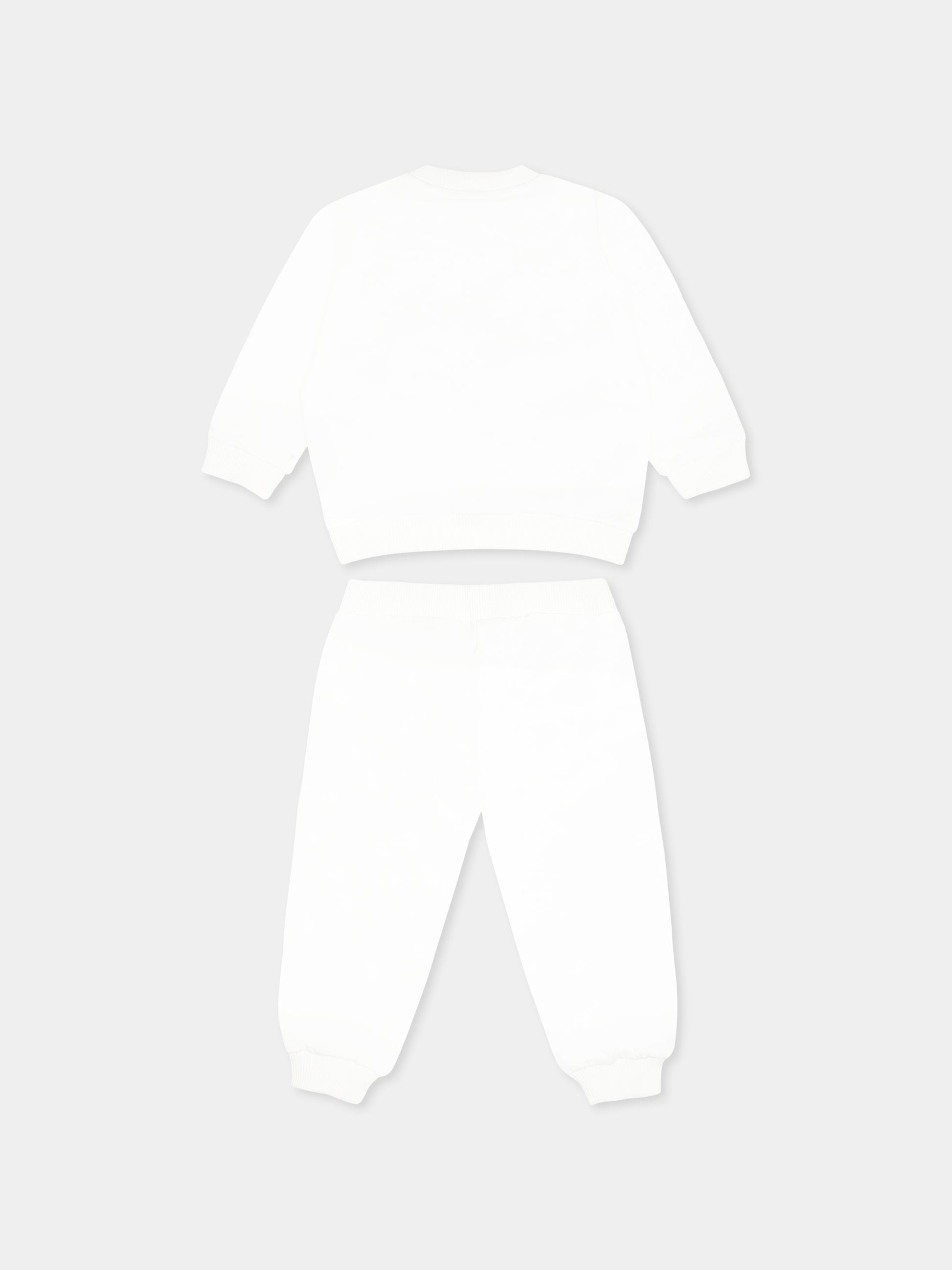 Completo avorio per neonata con Teddy Bear e arcobaleno,Moschino Kids,M7K02P LCA19 10063