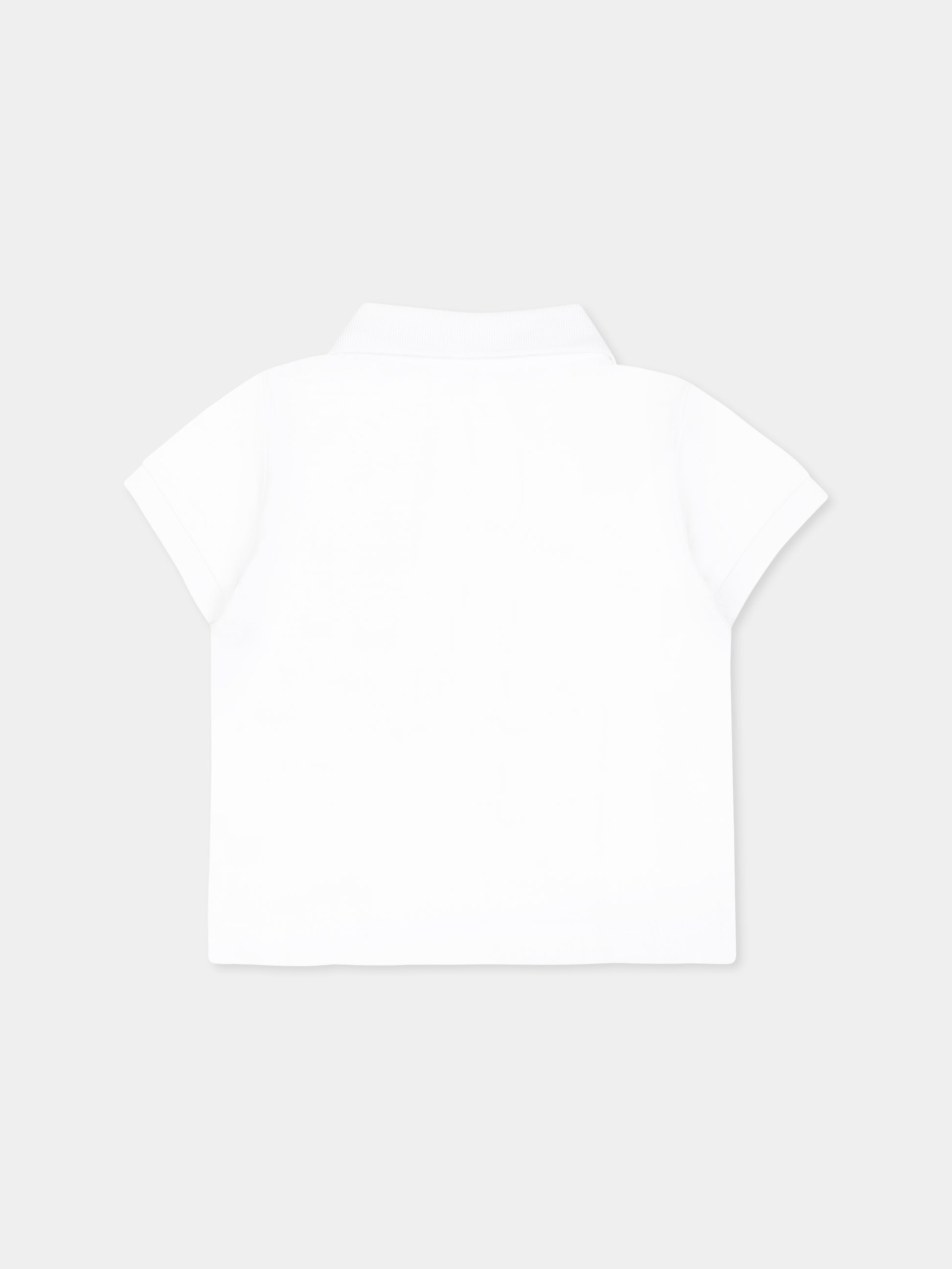 Polo bianca per neonato con Teddy Bear,Moschino Kids,M9M01P LFA01 10101