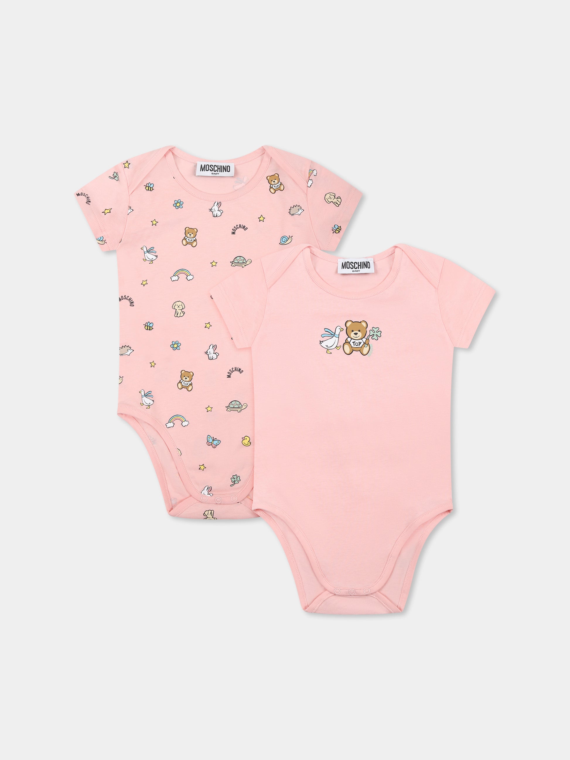 Set body rosa per neonata con Teddy Bear e stampa,Moschino Kids,M9Y017 LABA6 50209