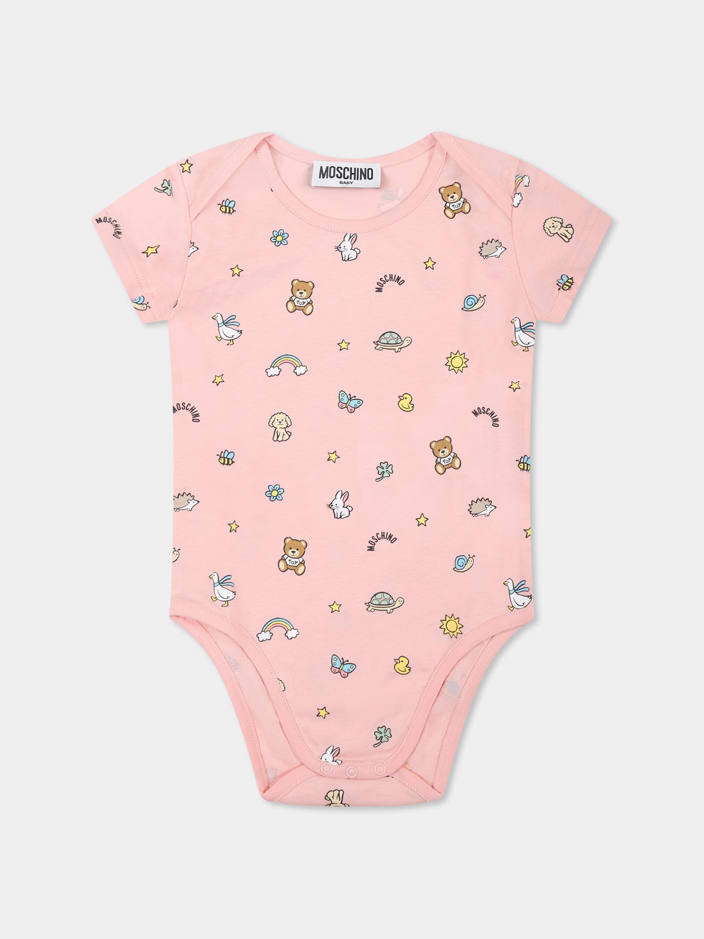 Set body rosa per neonata con Teddy Bear e stampa,Moschino Kids,M9Y017 LABA6 50209