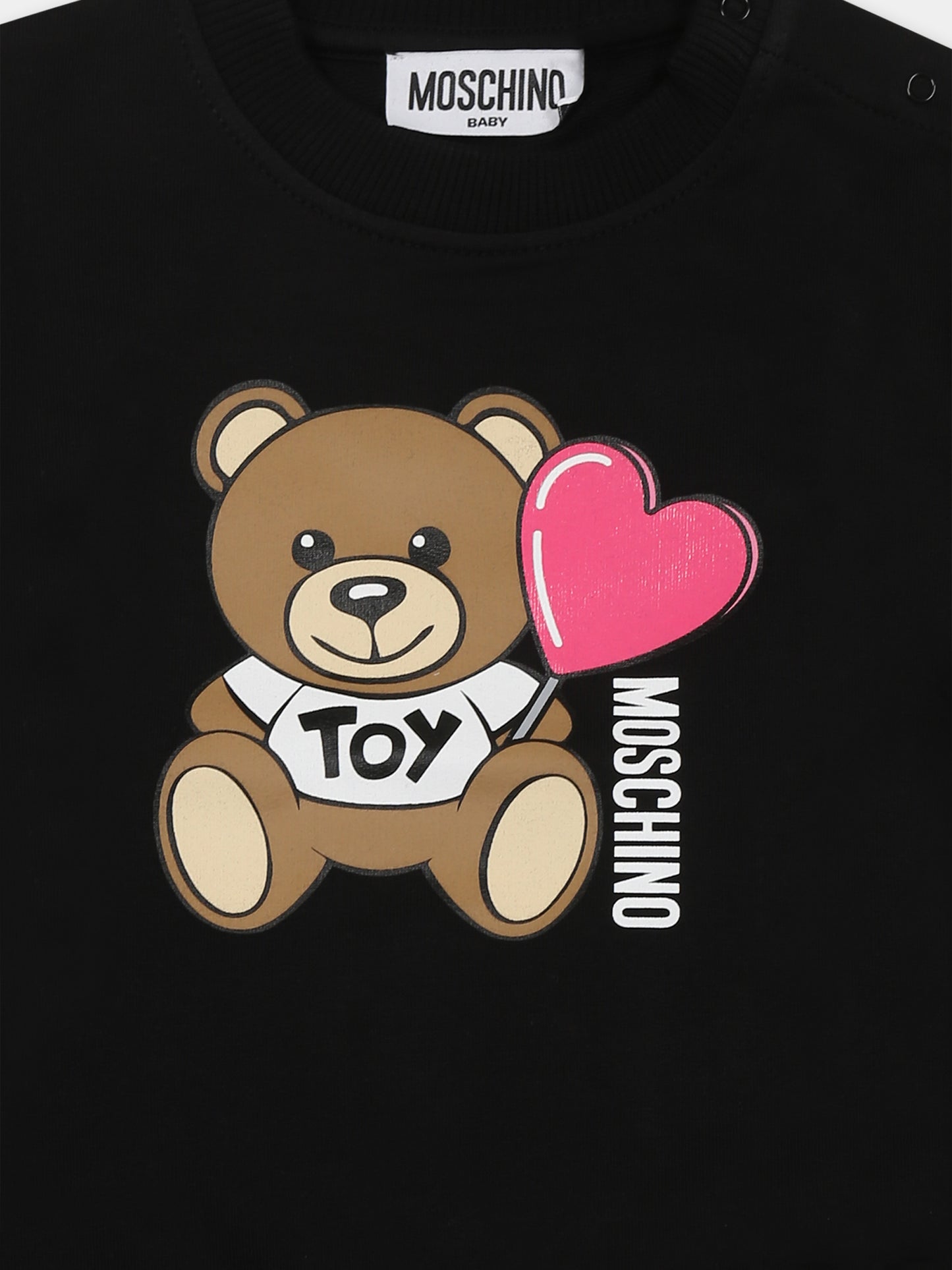 Felpa nera per neonata con Teddy Bear e cuore,Moschino Kids,MDF02Z LDA00 60100