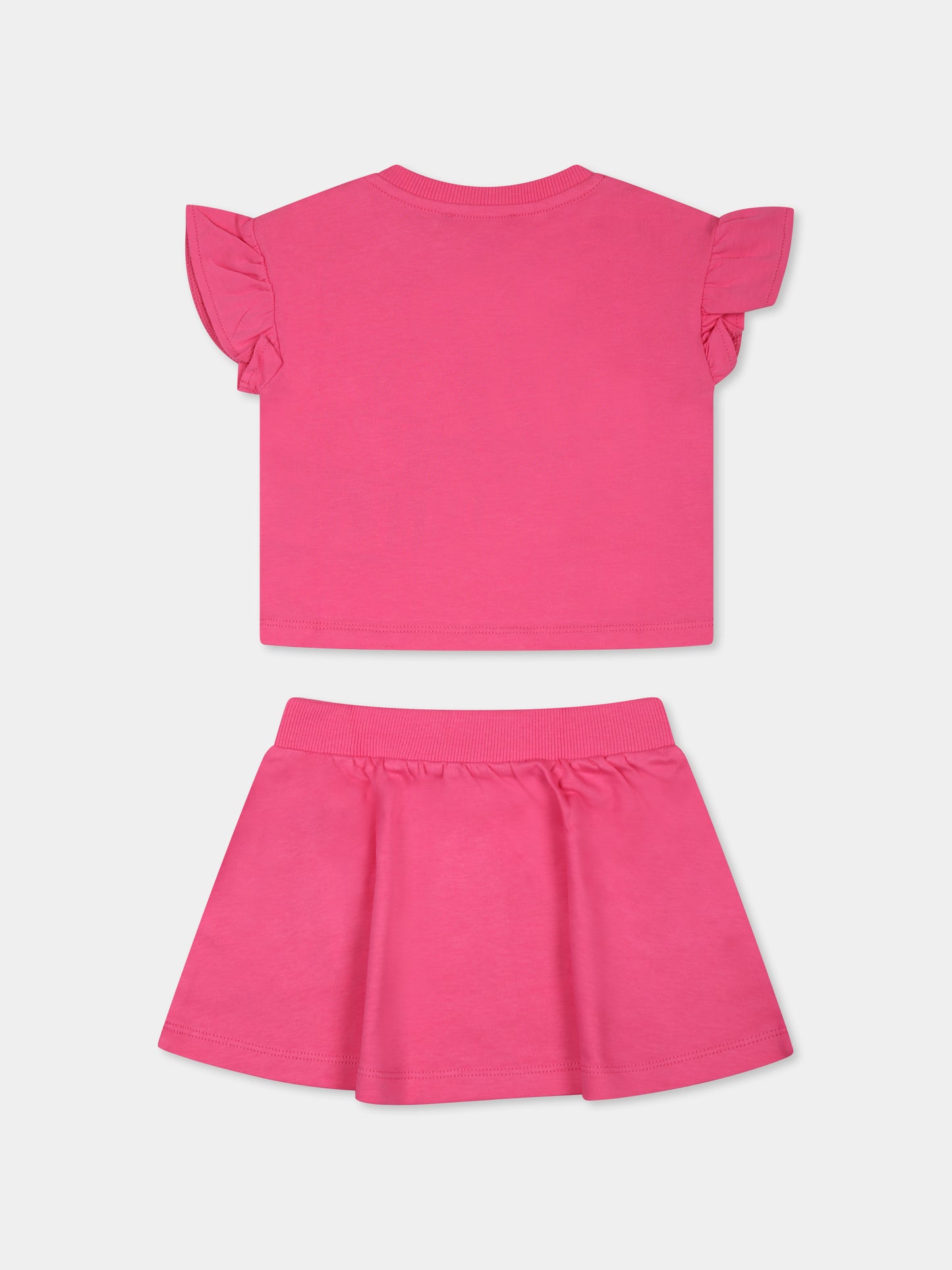 Completo fucsia per neonata con Teddy Bear e cuore,Moschino Kids,MDG01G LAA40 50533